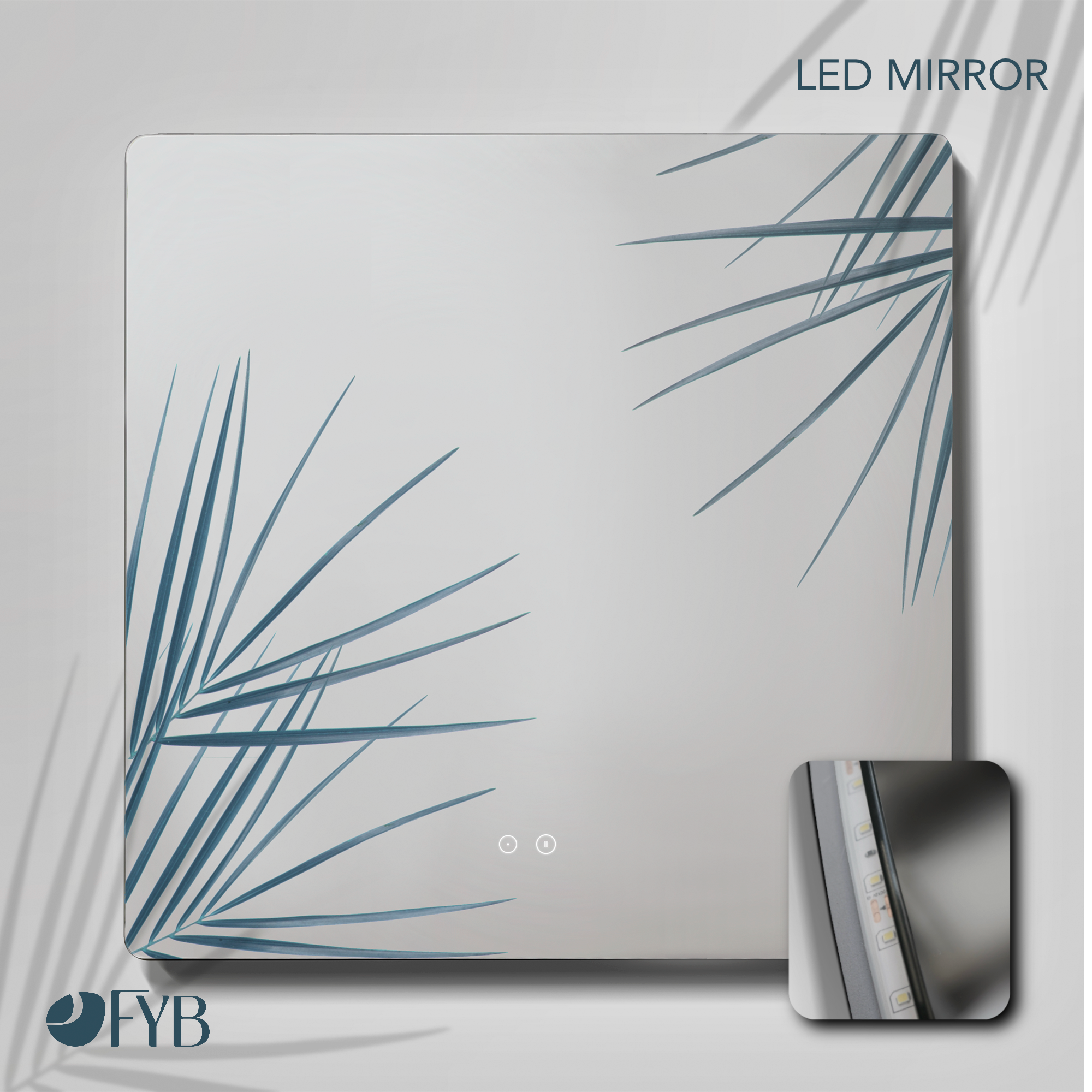 Feel Your Bath, Meuble De Salle De Bain WOLF Blanc 80 cm, 2 Portes, Vasque Céramique Intégrée Et Miroir Carré LED Antibuée - 4