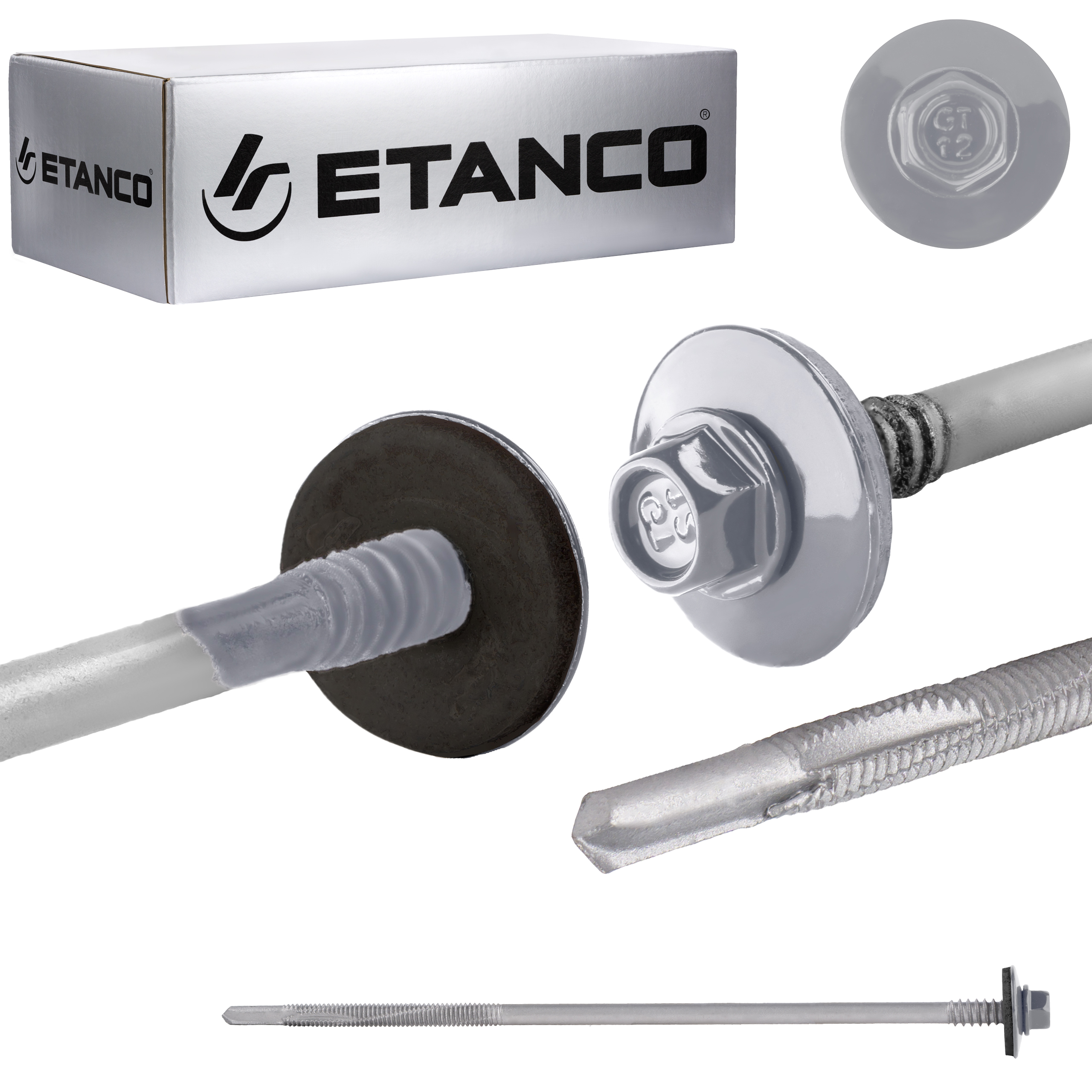 Wkręty do płyt warstwowych Etanco GTR12 5,5/6,3x185 mm RAL 9006 100szt