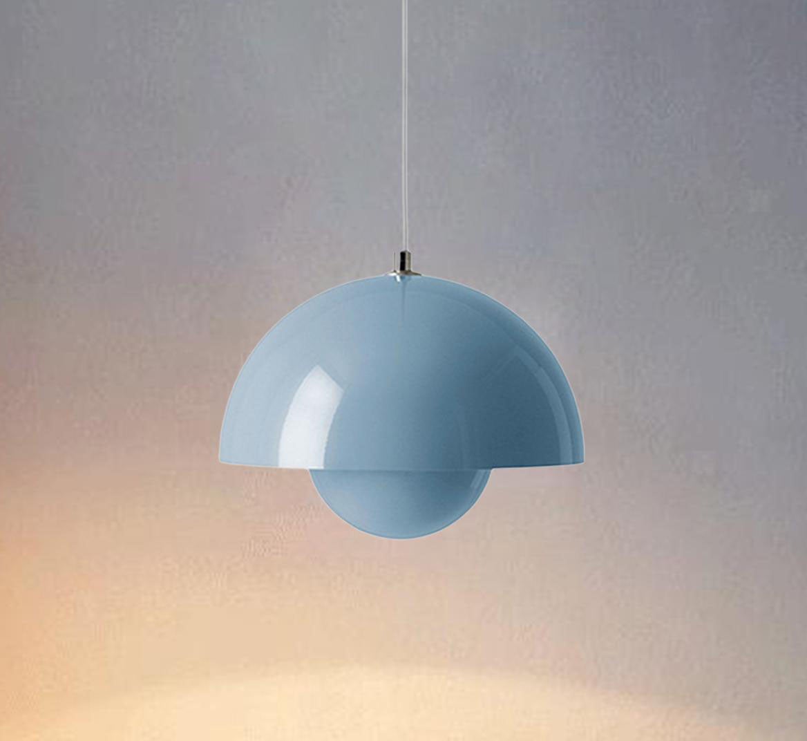 Lampa wisząca LED z żarówką E27, odpowiednia do jadalni, salonu, sypialni i pokoju dziennego, ciepłe światło 3000 K, kolor niebieski