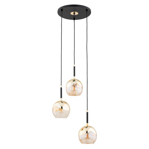 Lampa wisząca PRADA czarno-złota 3 x E27 x 15W wym: 85 x 38 x 38 cm Alfa