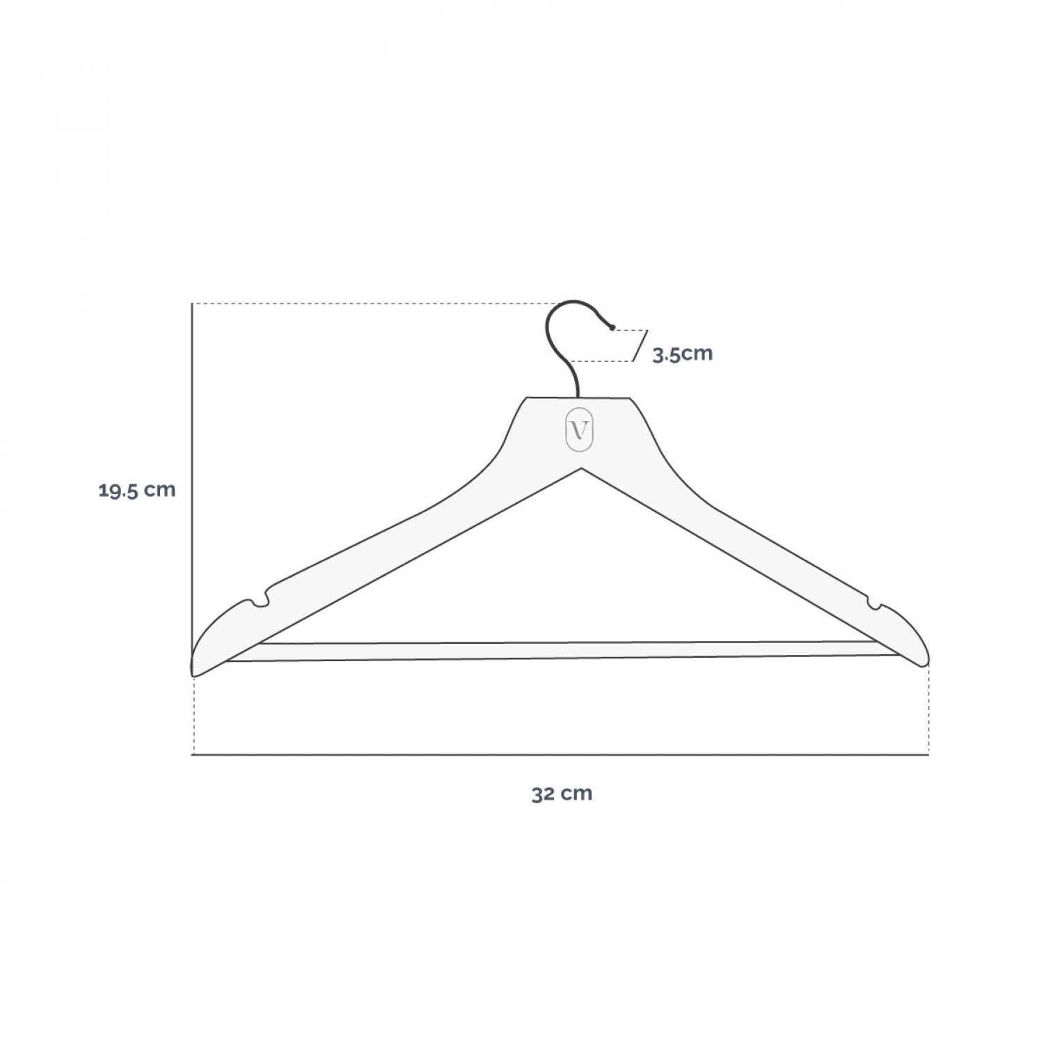 Lot de 20 cintres 32 cm pour vêtements enfant premium avec crochet pivotant à 360° - Noir - Vivezen - 2