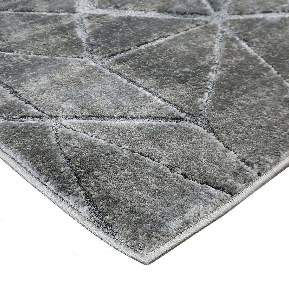 Tapis salon avec relief motif triangles gris 120x170 - 3