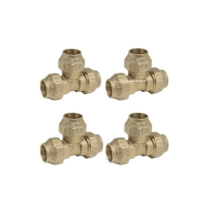 Pack 4 te latón 50mm para tuberia de polietileno 50 mm | accesorio de laton con certificado aenor | te de latón fontaneria