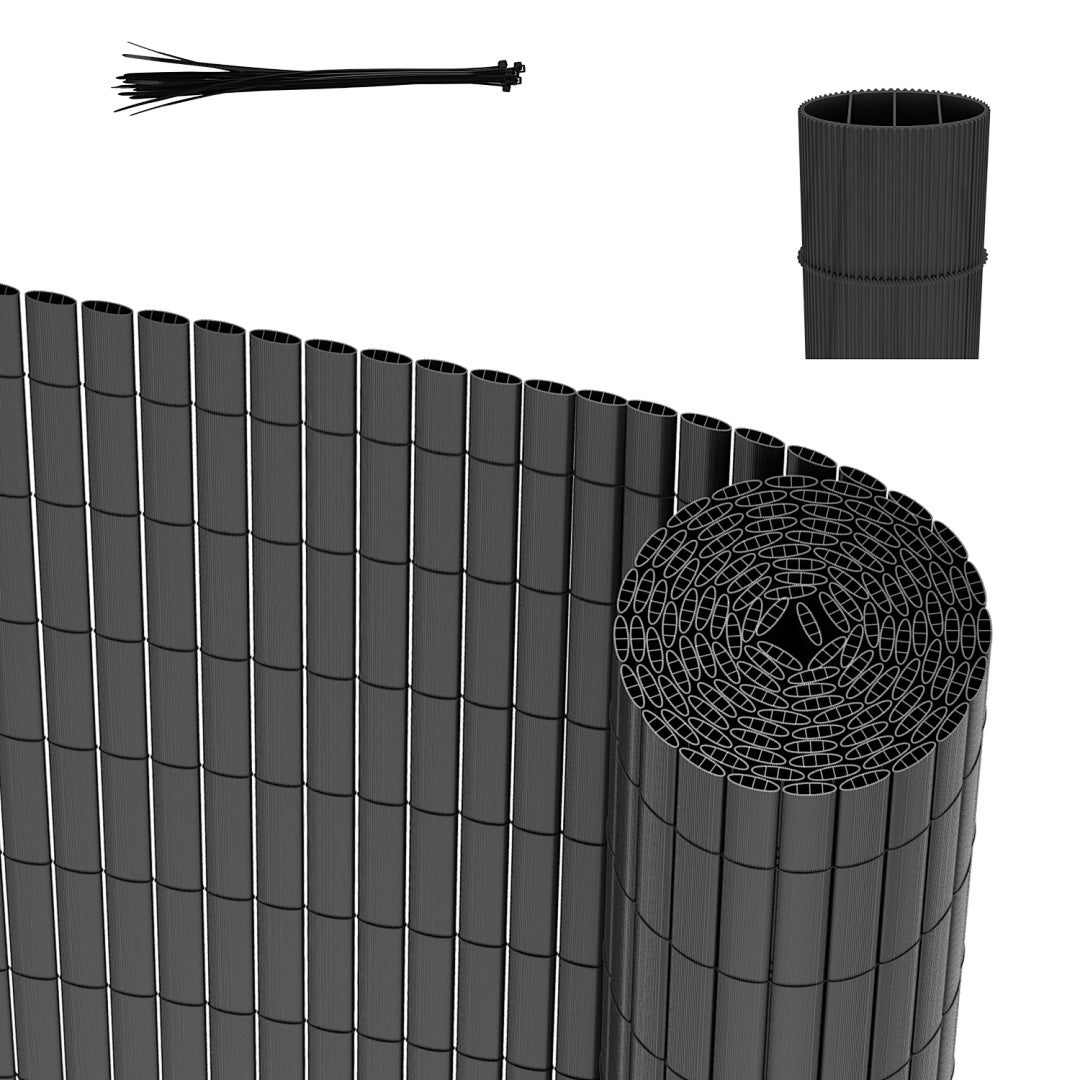 Mata PVC do użytku zewnętrznego – Ochrona przed wiatrem i promieniami UV, łatwa w czyszczeniu Szary 90 x 600cm