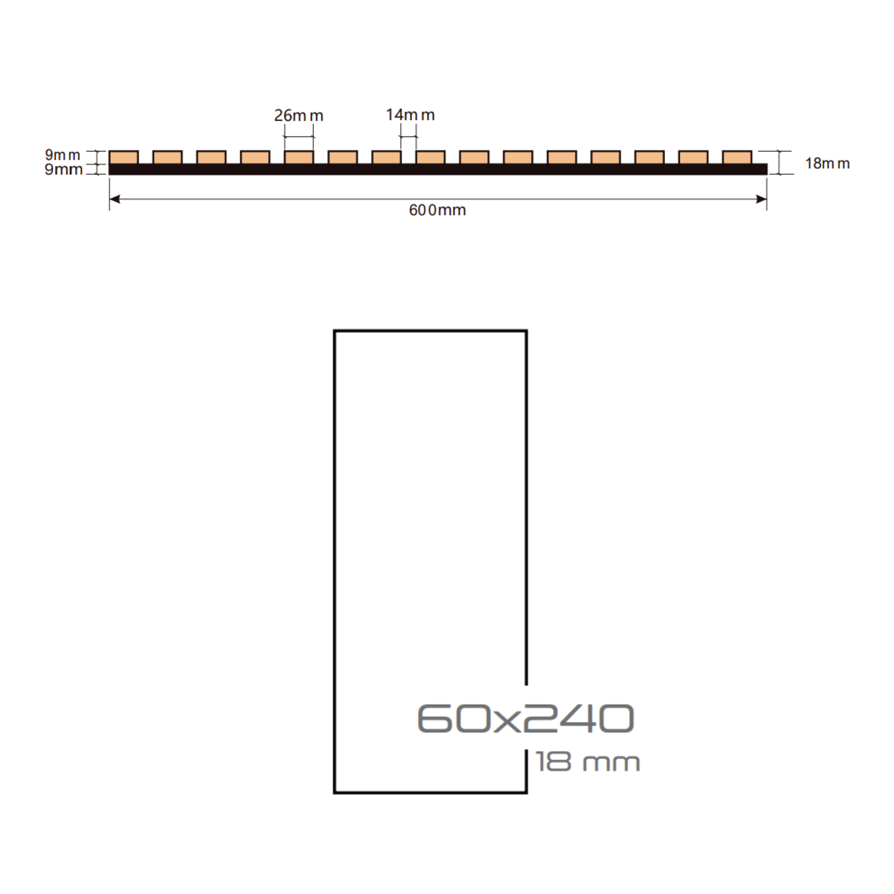 Revestimiento de pared palillería efecto 3D MDF acústico 240x60 cm Roble Rústico - 7