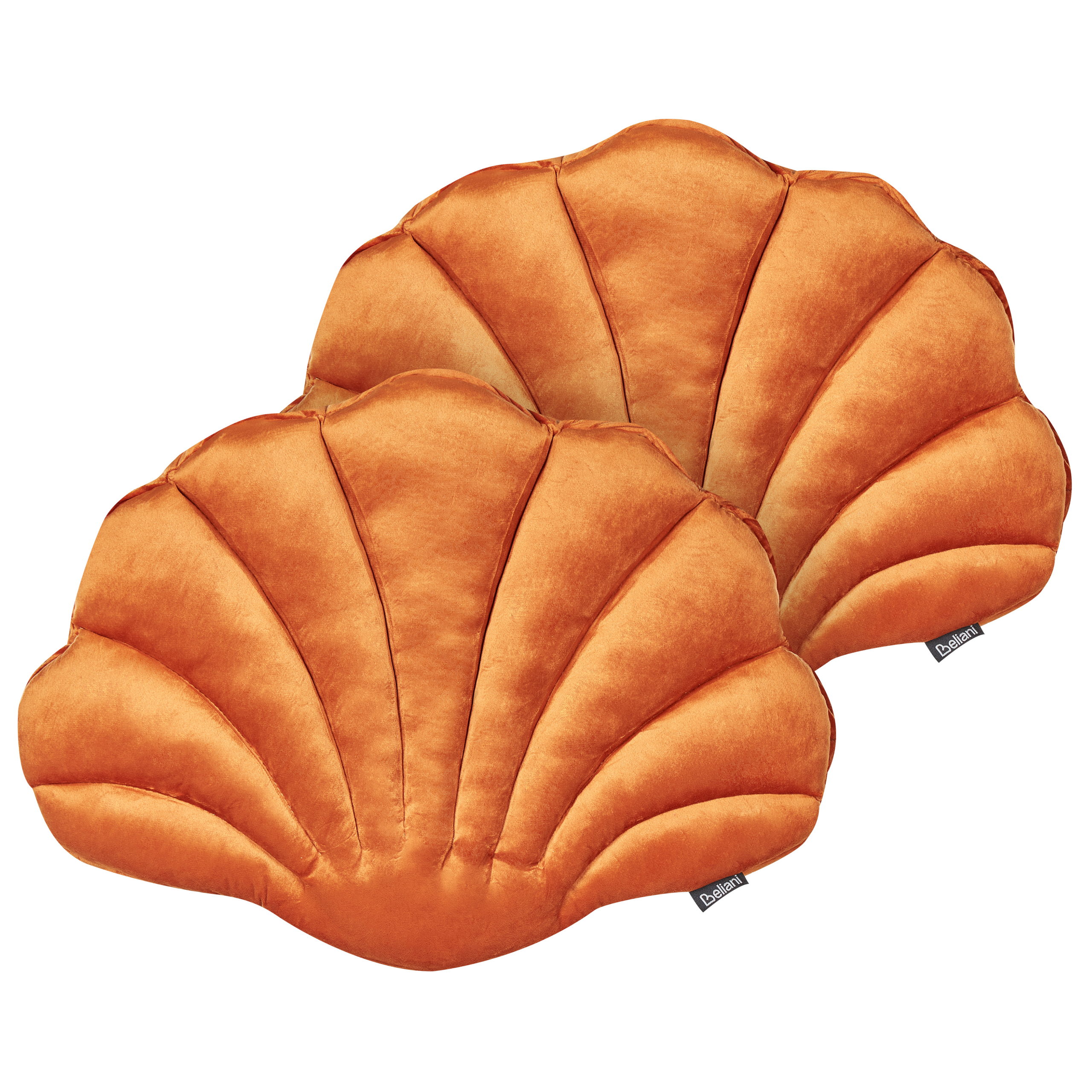 Beliani conjunto de 2 cojines decorativos consolida terciopelo 47 x 35 cm naranja liso