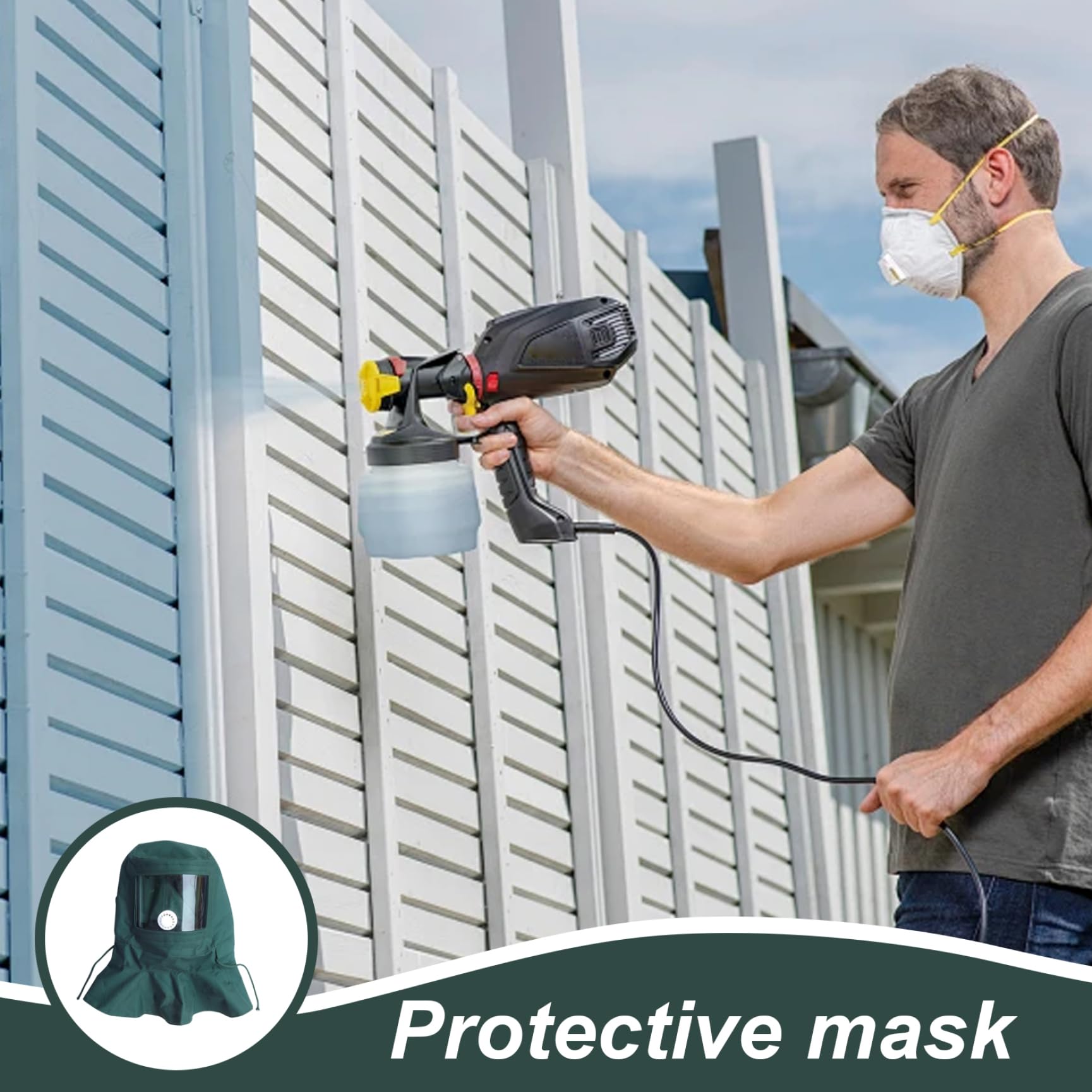 Hotte de sablage avec masque à vision claire et corde réglable - Protection anti-poussière pour polissage,peinture et travaux poussiéreux - 4