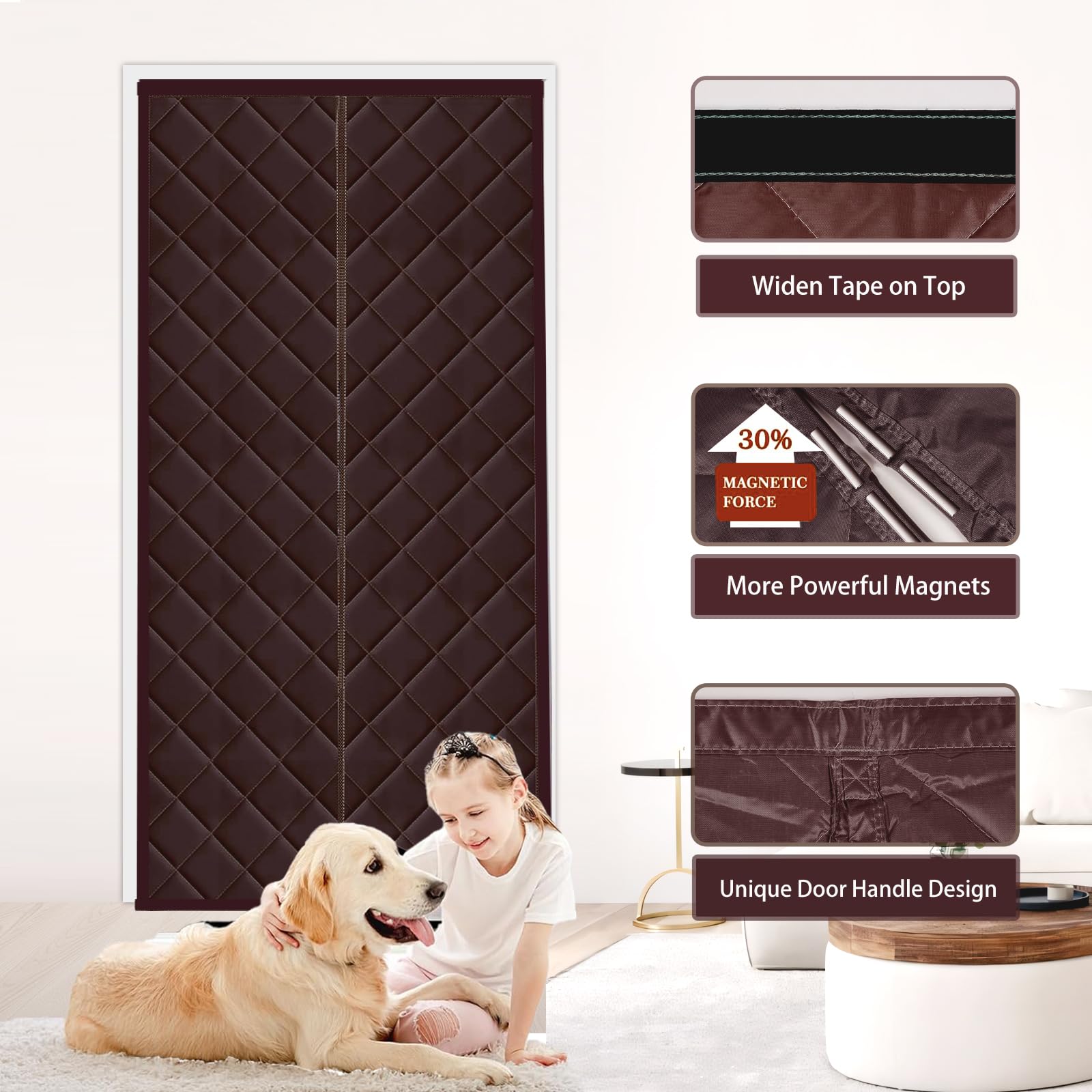 Tenda antivento in cotone spesso, adatta per l'inverno, isolamento termico magnetico, impermeabile e insonorizzata, 80X220 cm - 2