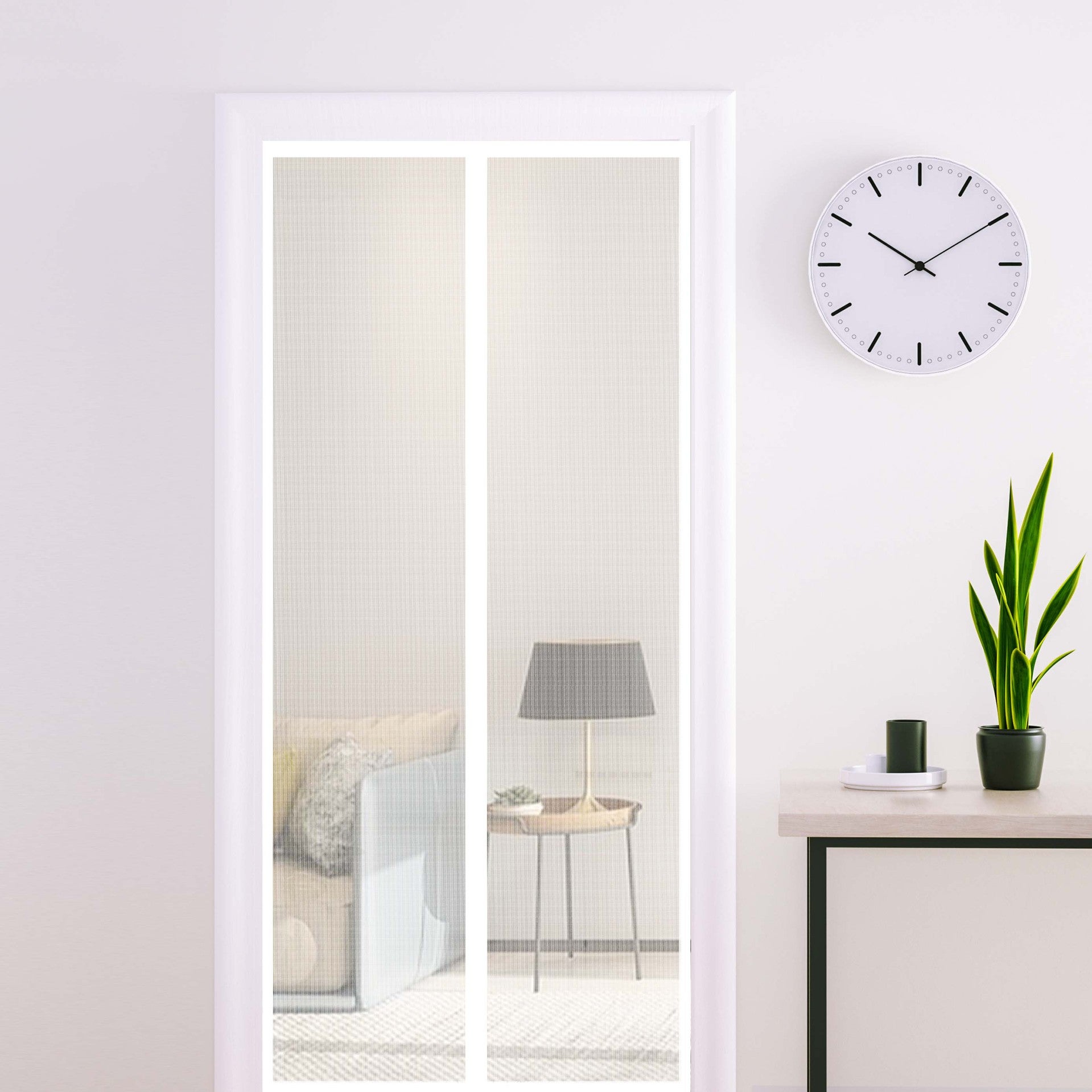 Drzwi przeciw owadom, magnetyczne, białe, 100 x 220 cm, bardzo gęsta siatka, odstraszacz owadów i much, z taśmą klejącą, magnetyczne