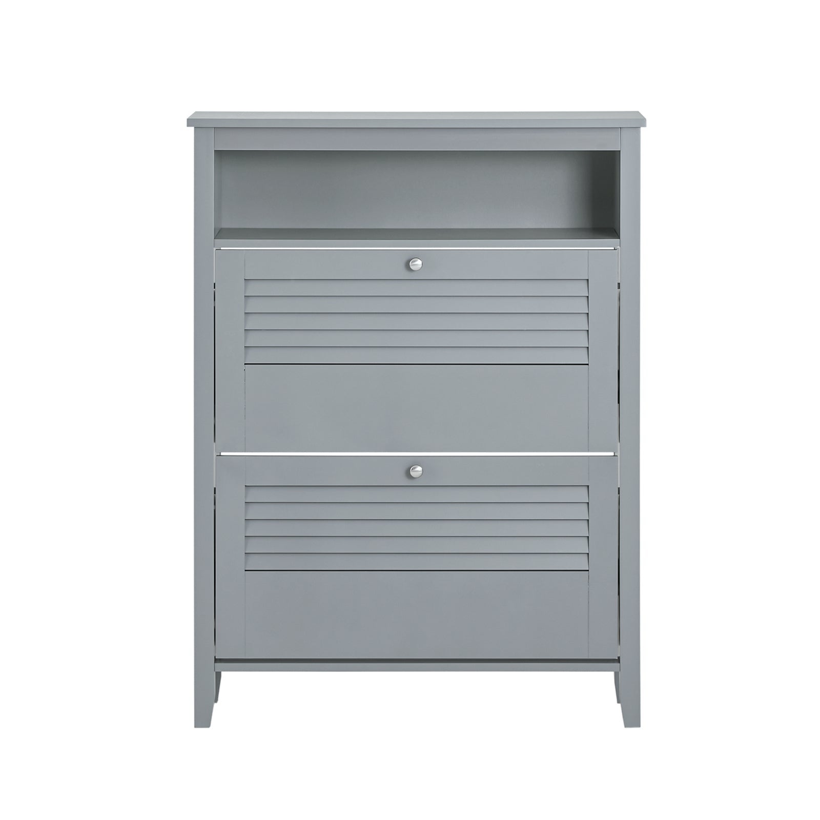 SoBuy Armoire à Chaussures 3 Abattants - Meuble Entrée 60x23x115 Cm Gris Effet Bois, Style Scandinave Avec Anti-Basculement