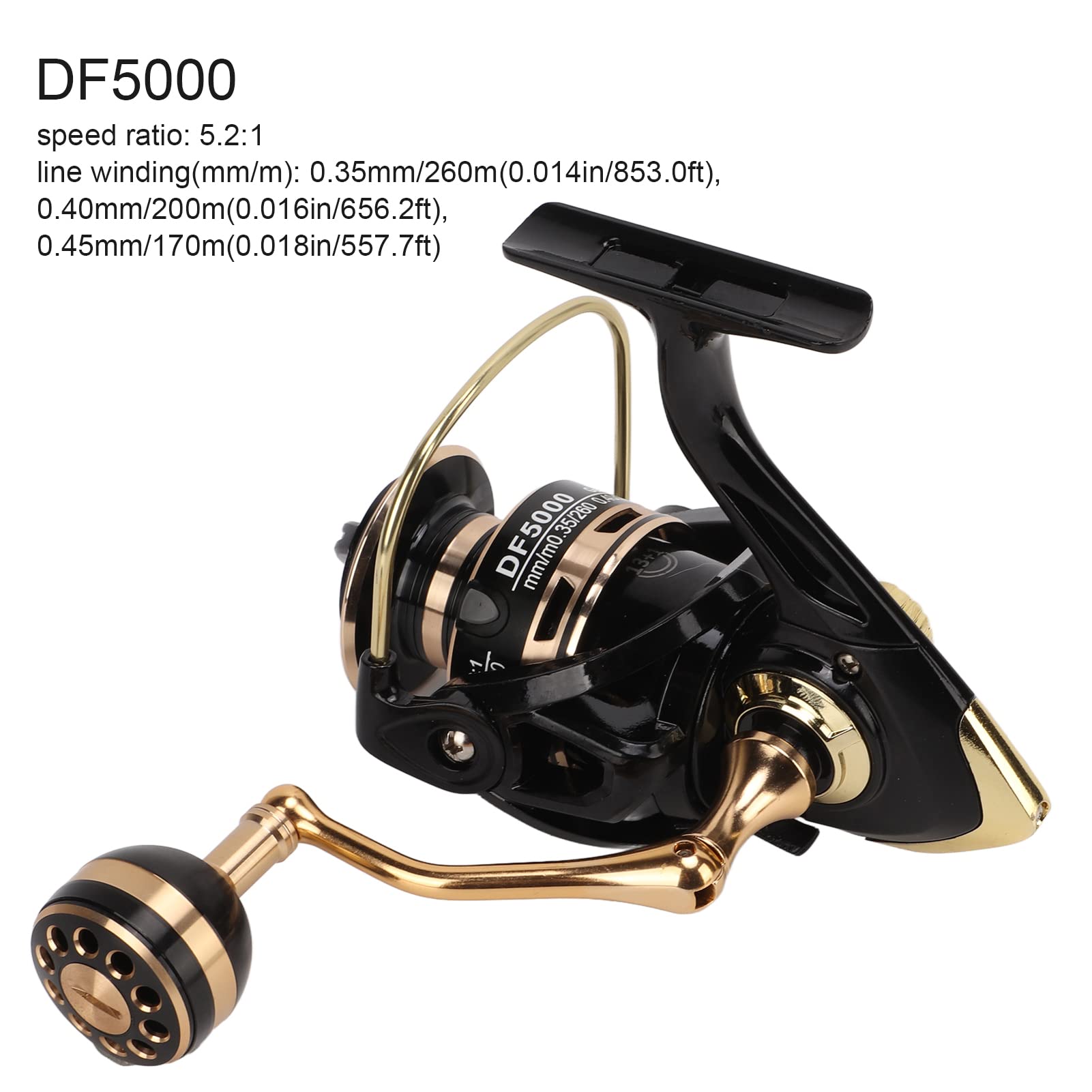 Mulinello 13+1BB 5.2:1 Attrezzo da pesca interamente in metallo ad alta velocità per la pesca sul ghiaccio con esca in acqua salata all'aperto (DF5000 - 6