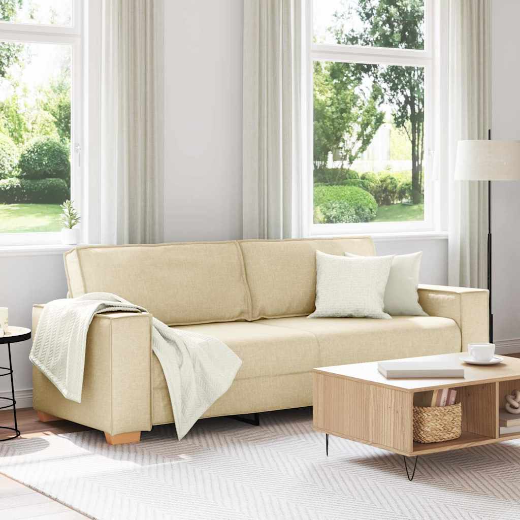 Vidaxl Sofá De 3 Plazas 220 Cm Tela Crema , Leroy Merlin