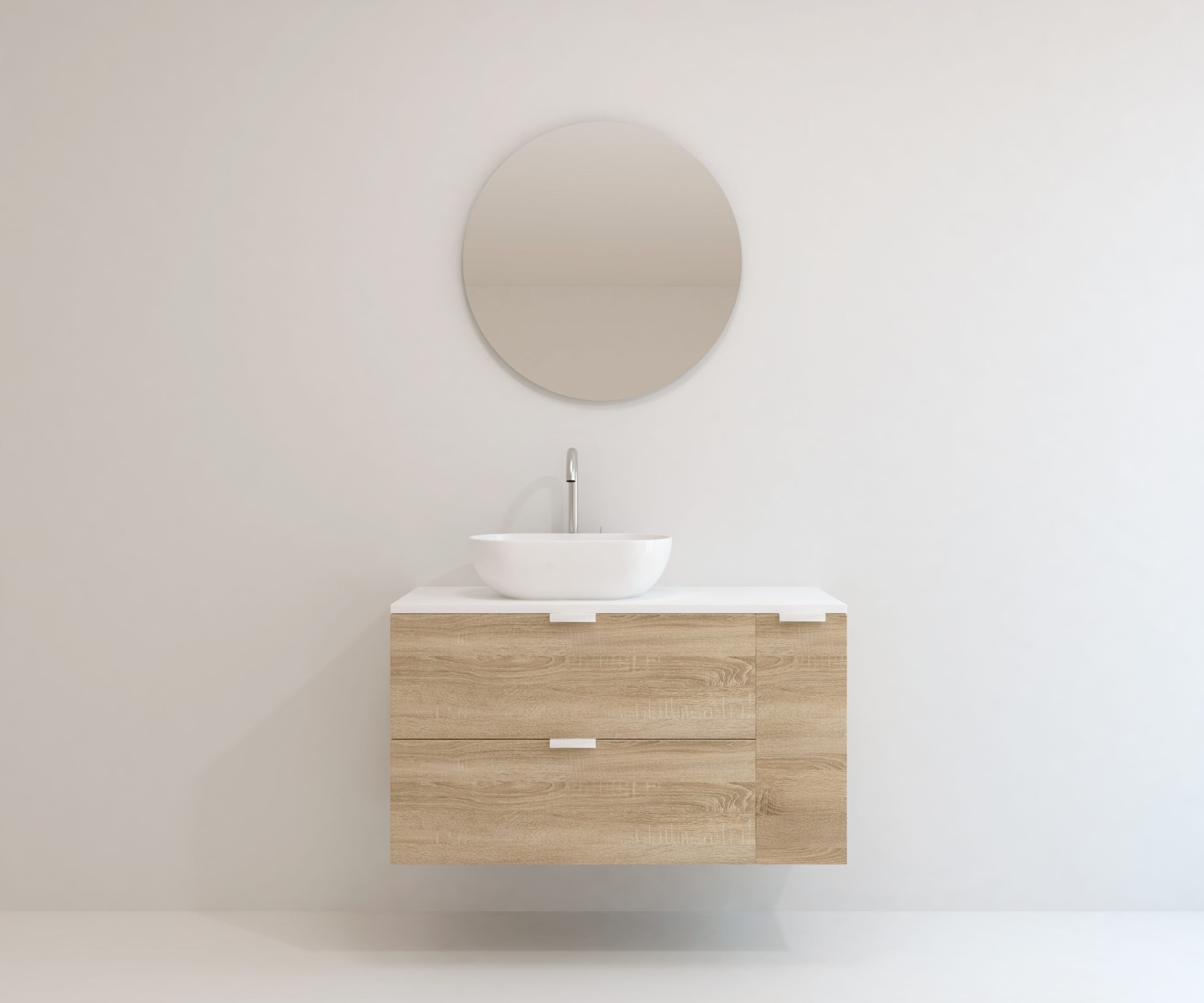 Ensemble de meubles de salle de bain Mapau GEBELIN, chêne Bardolino, 100 cm + vasque + miroir rond - 4