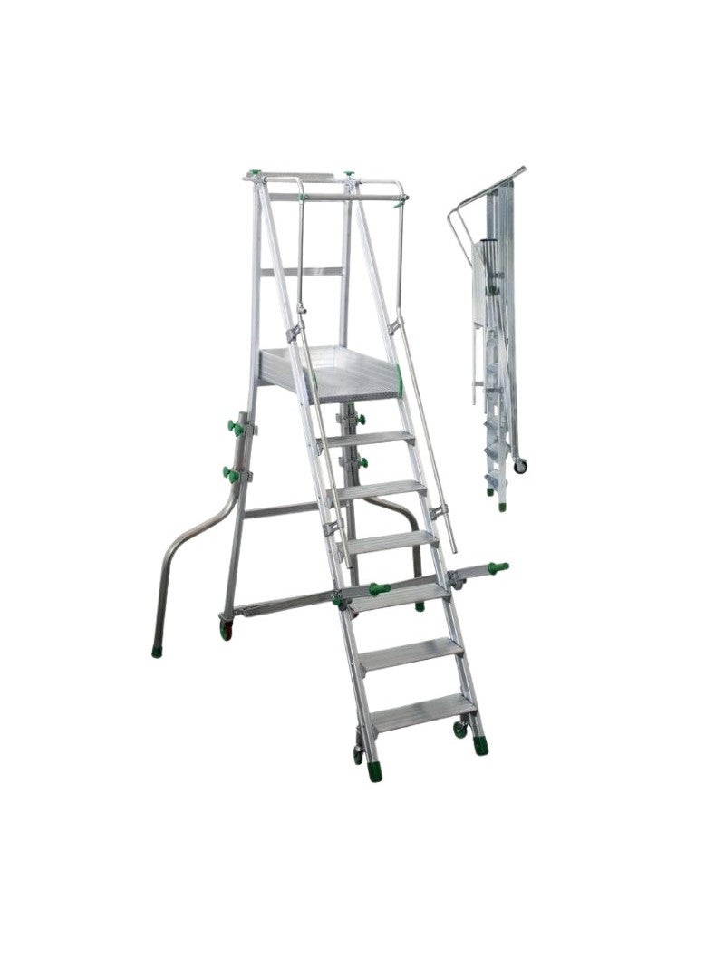 FACAL - Escabeau Aluminium Roulant avec Stabilisateurs Castiglia - Hauteur de plancher 3,28m - 5