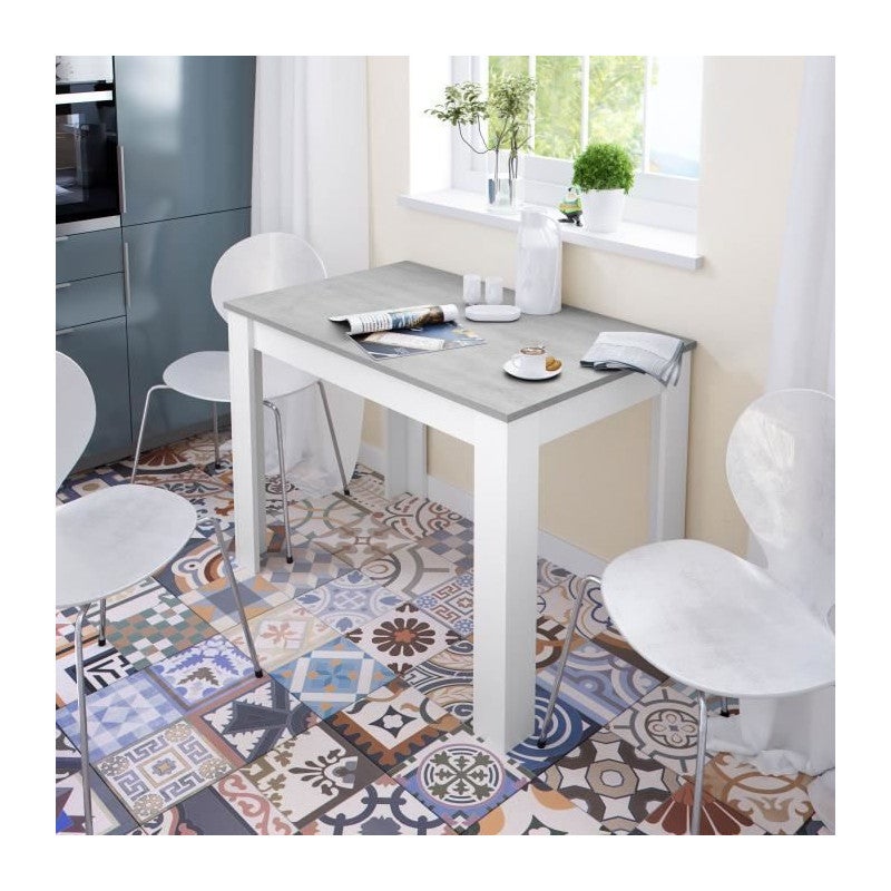 Table a manger - CLoe - Rectangulaire - Blanc Artik / Béton - 109 x 67 x 78 cm - 2