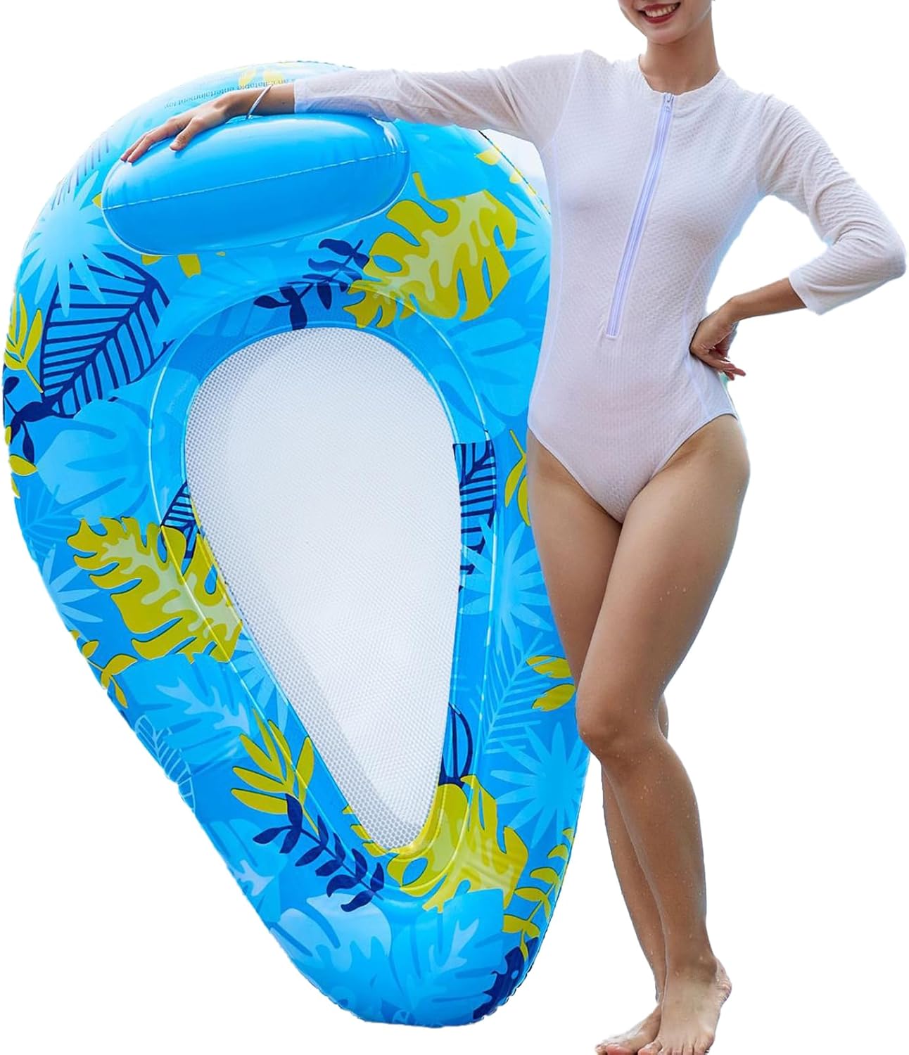 Bouée Piscine Adulte Chaise Longue Gonflable Avec Parasol - Flotteur Avec Porte-Gobelet Pour Été, Rivière Et Lac