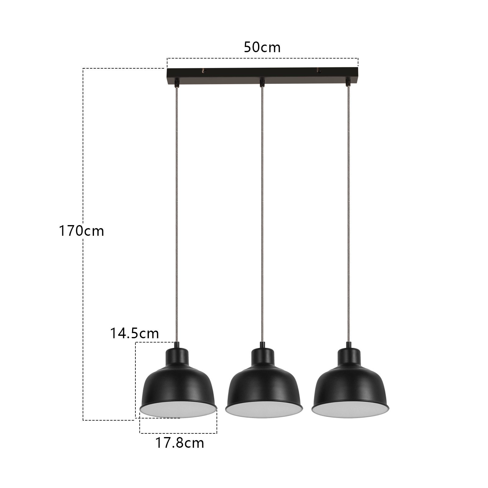 NETTLIFE Lampa wisząca Vintage 3 płomienie Retro Industrial Czarna lampa stołowa E27 - 3