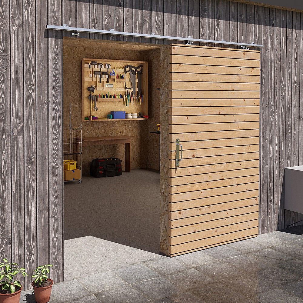 Système coulissant SLID'UP 1300 pour 1 porte extérieure - rail 1,95 m acier galvanisé - 60 kg - 3