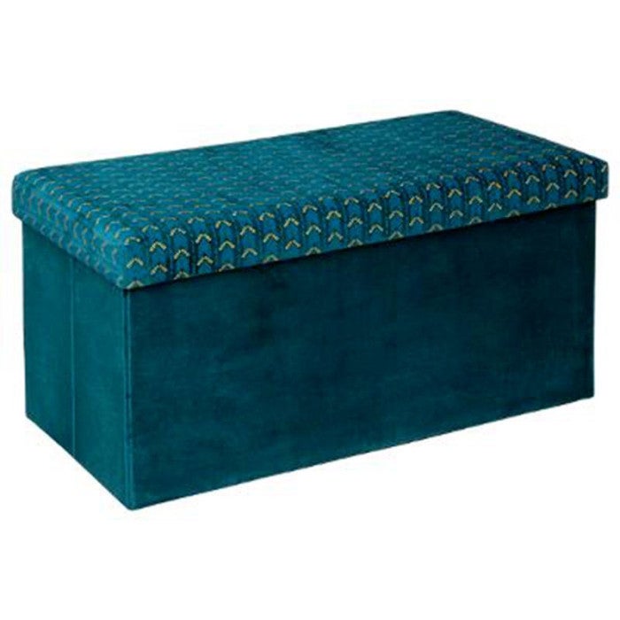 Puff plegable doble de terciopelo azul cerceta «liam» - atmosphera créateur d'intérieur