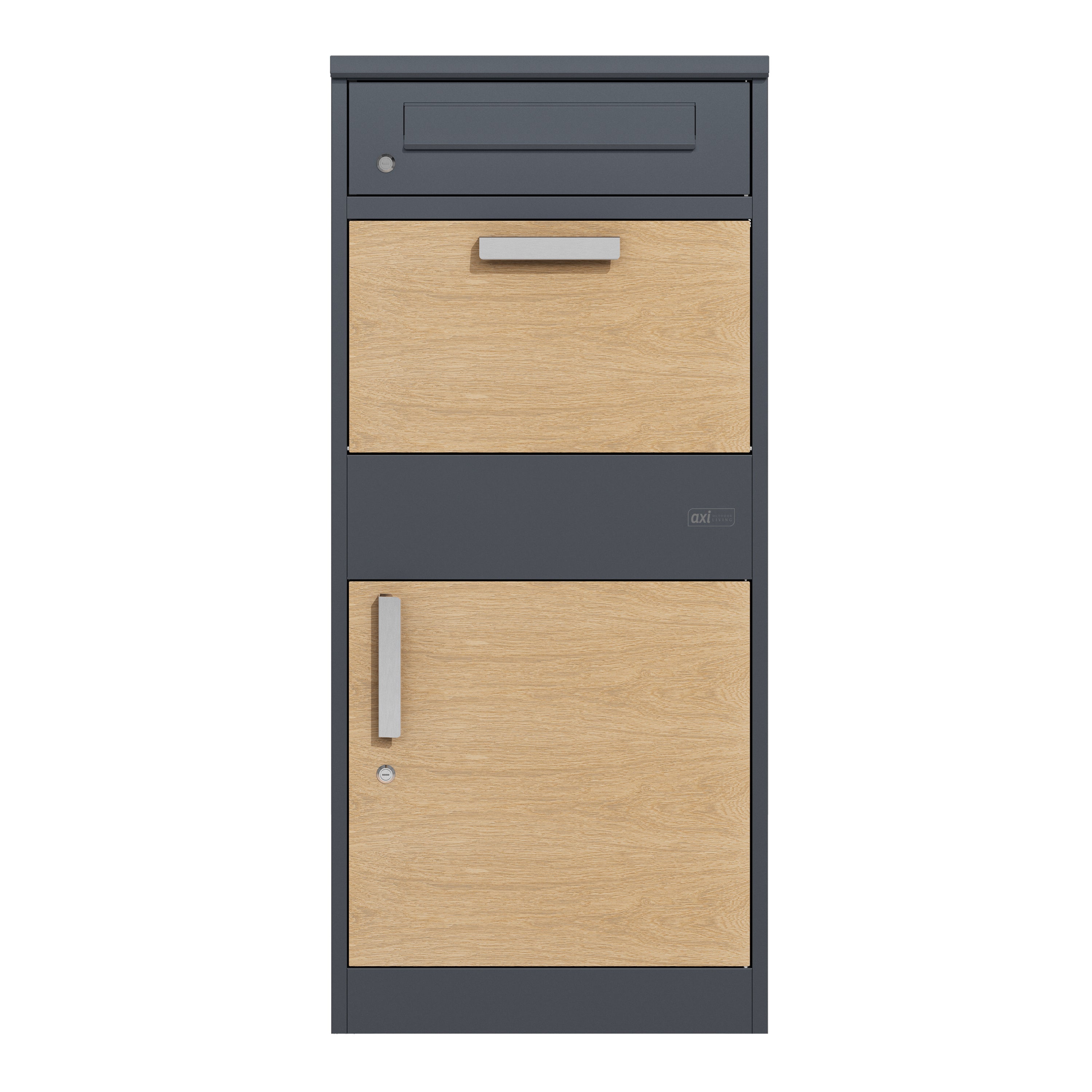 Axi Levi Boîte À Colis En Métal Anthracite/Imitation Bois - 50,6 X 38,3 X 112 Cm| Boîte Aux Lettres Pour Colis Avec Clé | Boite Aux Lettre Colis - 7