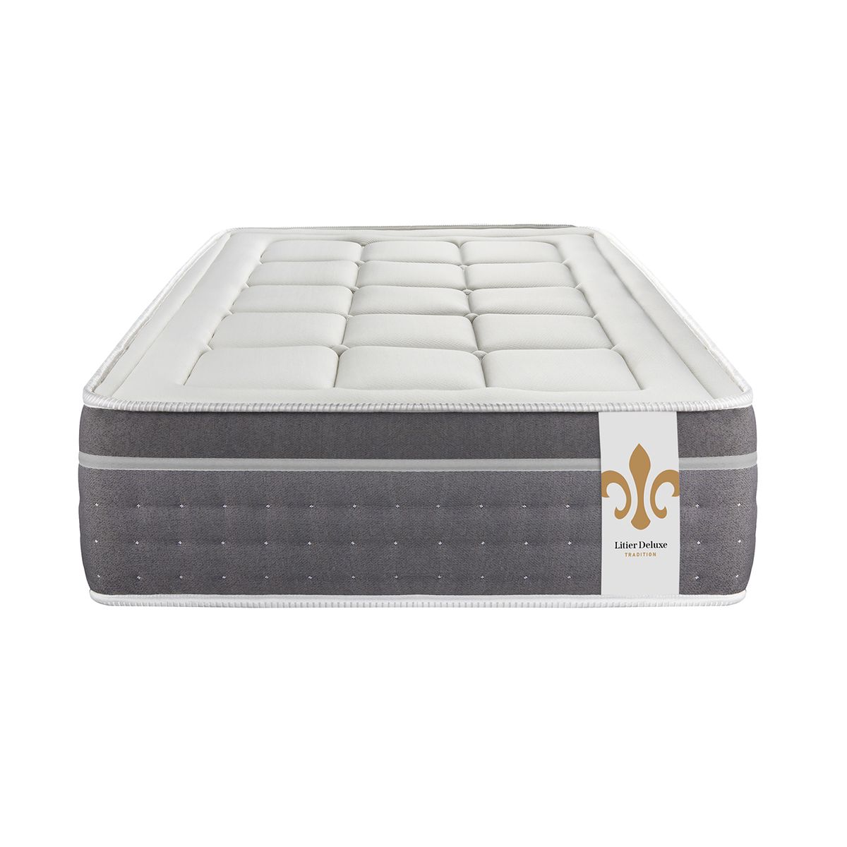Ensemble matelas 90 x 200 cm Trente - Ressorts ensachés et mémoire de forme - Ep : 30 cm - Equilibré - sommier Gris - 7