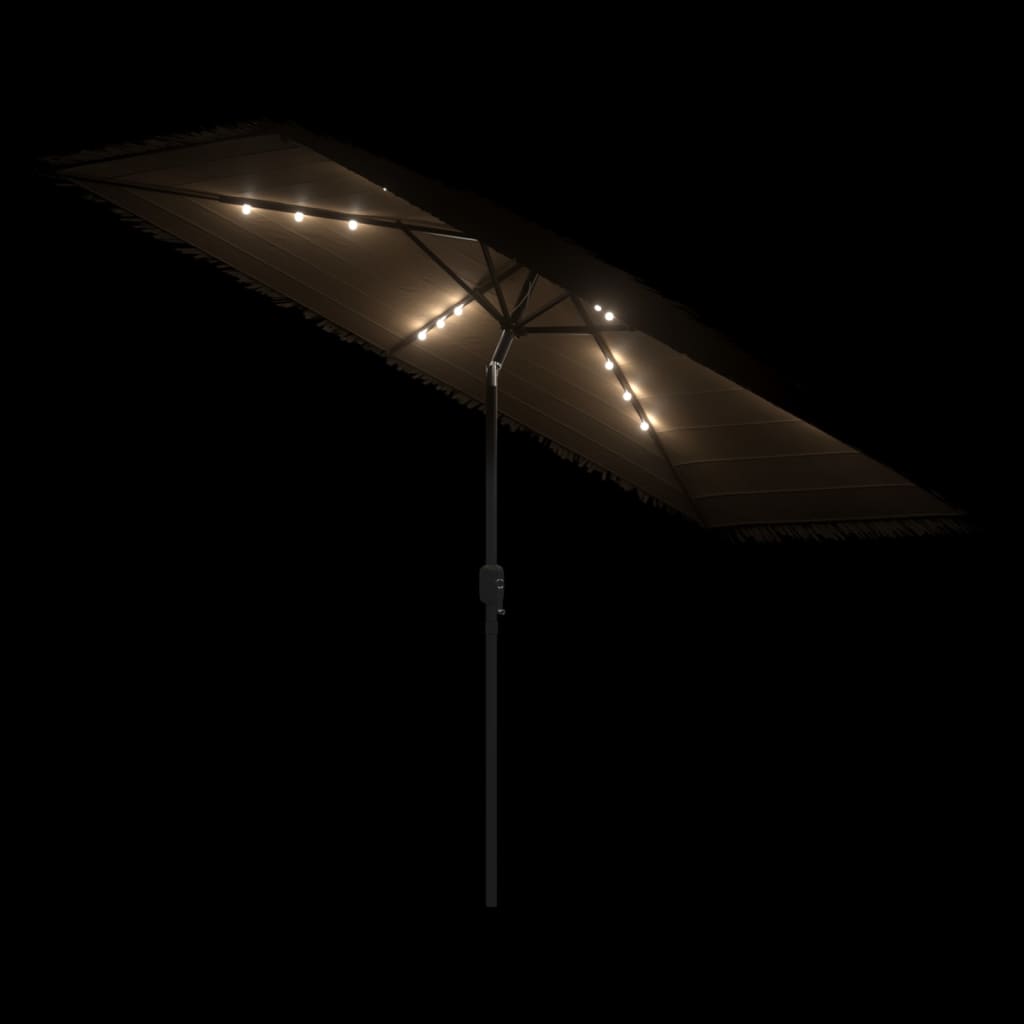 vidaXL Parasol de jardin avec LED et mât en acier marron 300x200x250cm - 8