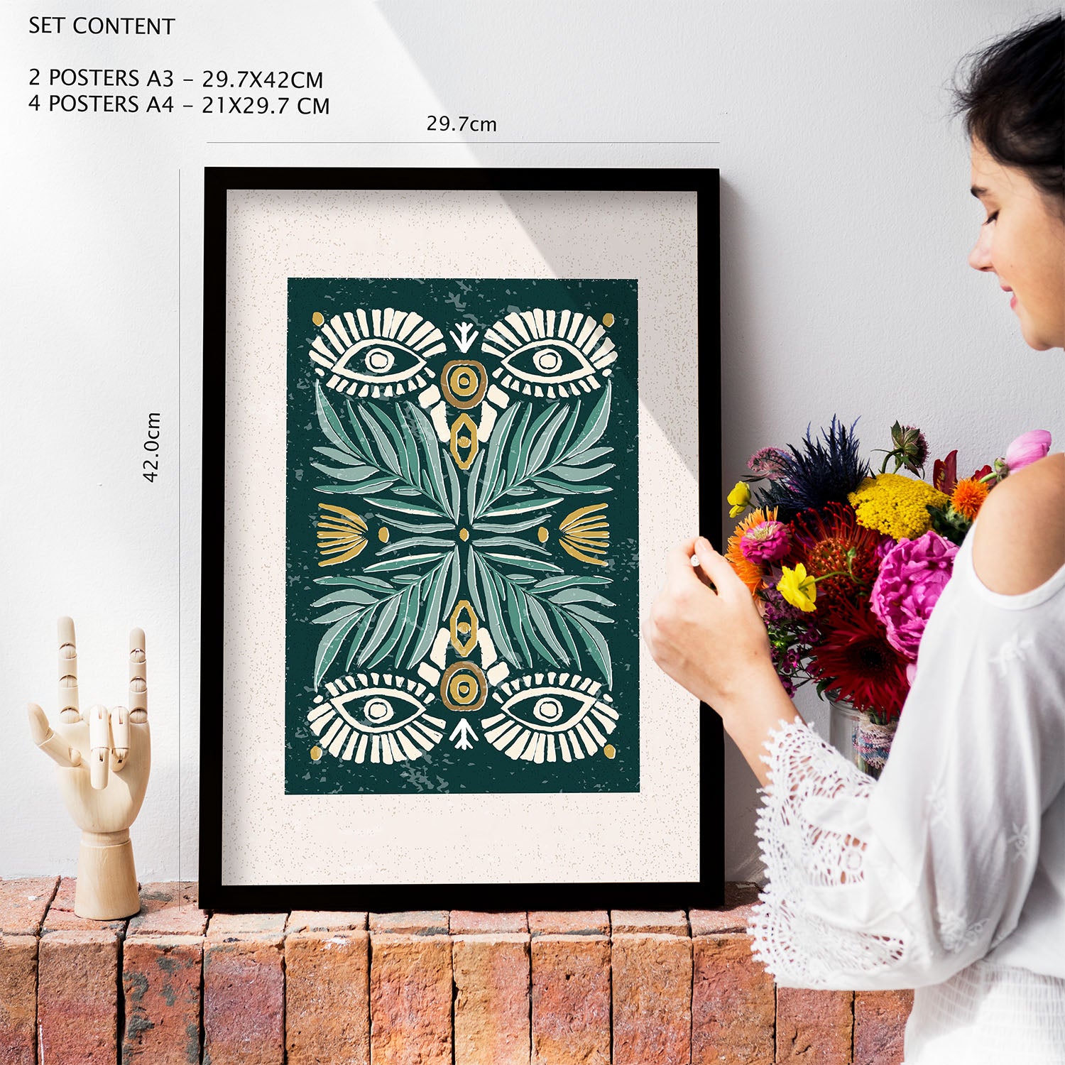 Nacnic Ensemble 6 Impressions D'œil Dans De Style Ethnique Cadre Décoratifs Pour Votre Chambre Maison Impression A4 A3 Avec Des Cadre Blanc - 4