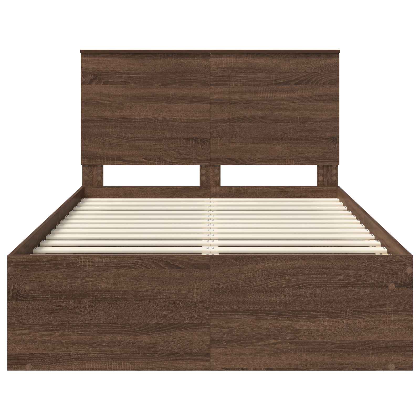 Cadre de lit chêne brun en bois de pin massif pour la chambre, 120 × 190 cm - 7