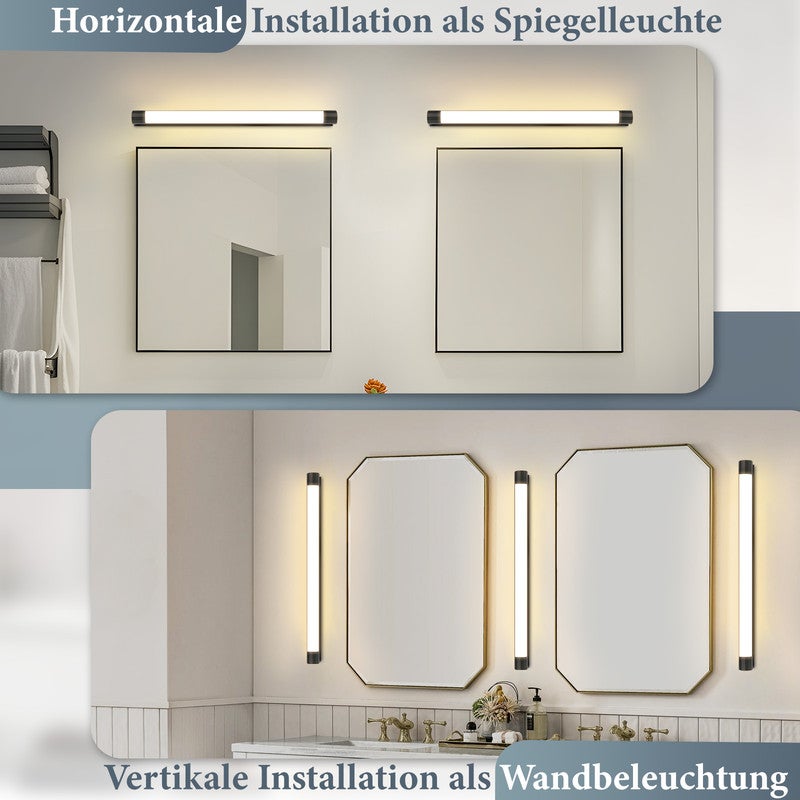 Kinkiet lustrzany LED Nettlife 50 cm 10 W, czarny, ciepła biel 3000 K, IP44, wodoodporny, nowoczesny, do łazienki, przedpokoju lub salonu - 7