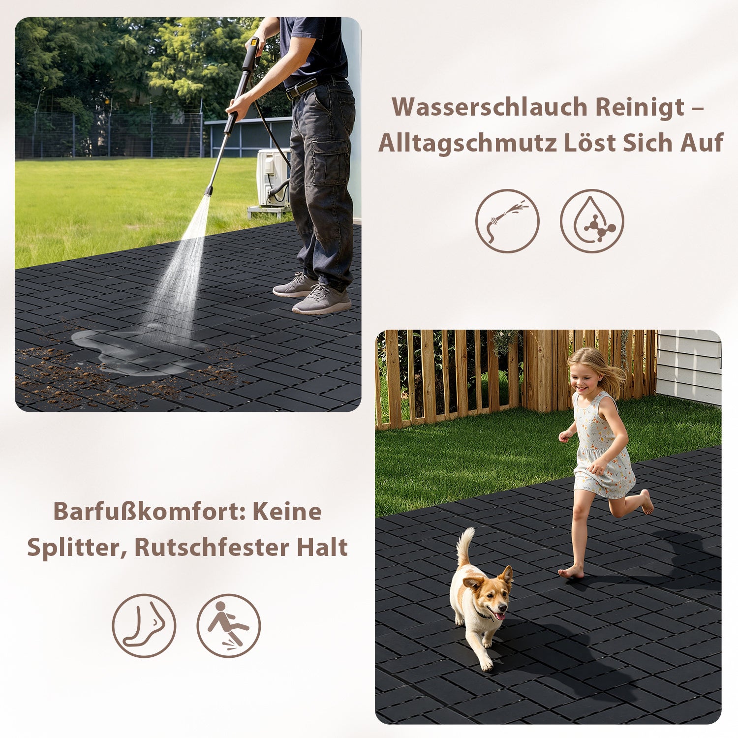 Dalles de sol terrasse jardin – 30x30 cm, drainage efficace, entretien minimal Anthracite 77 pcs（7㎡） - 5