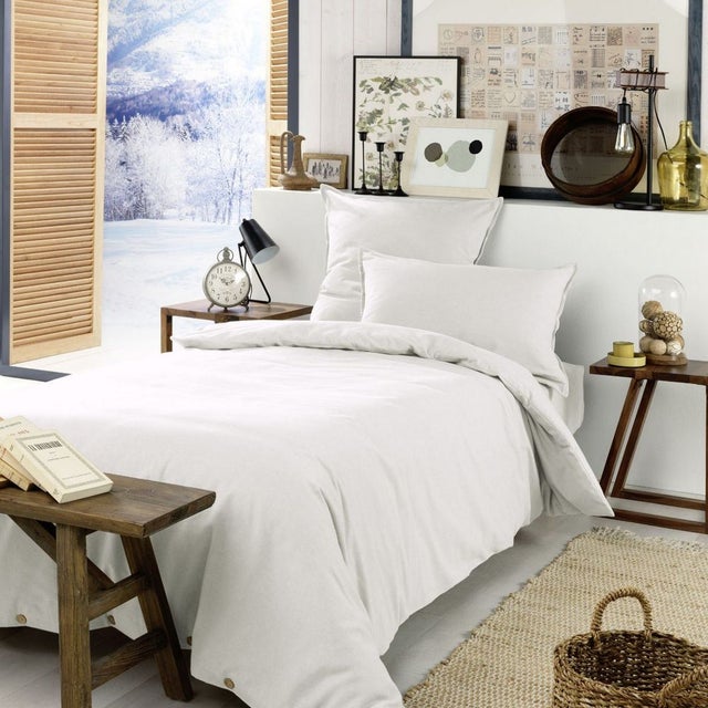 Housse de couette 140x200 Flanelle de Coton Neige