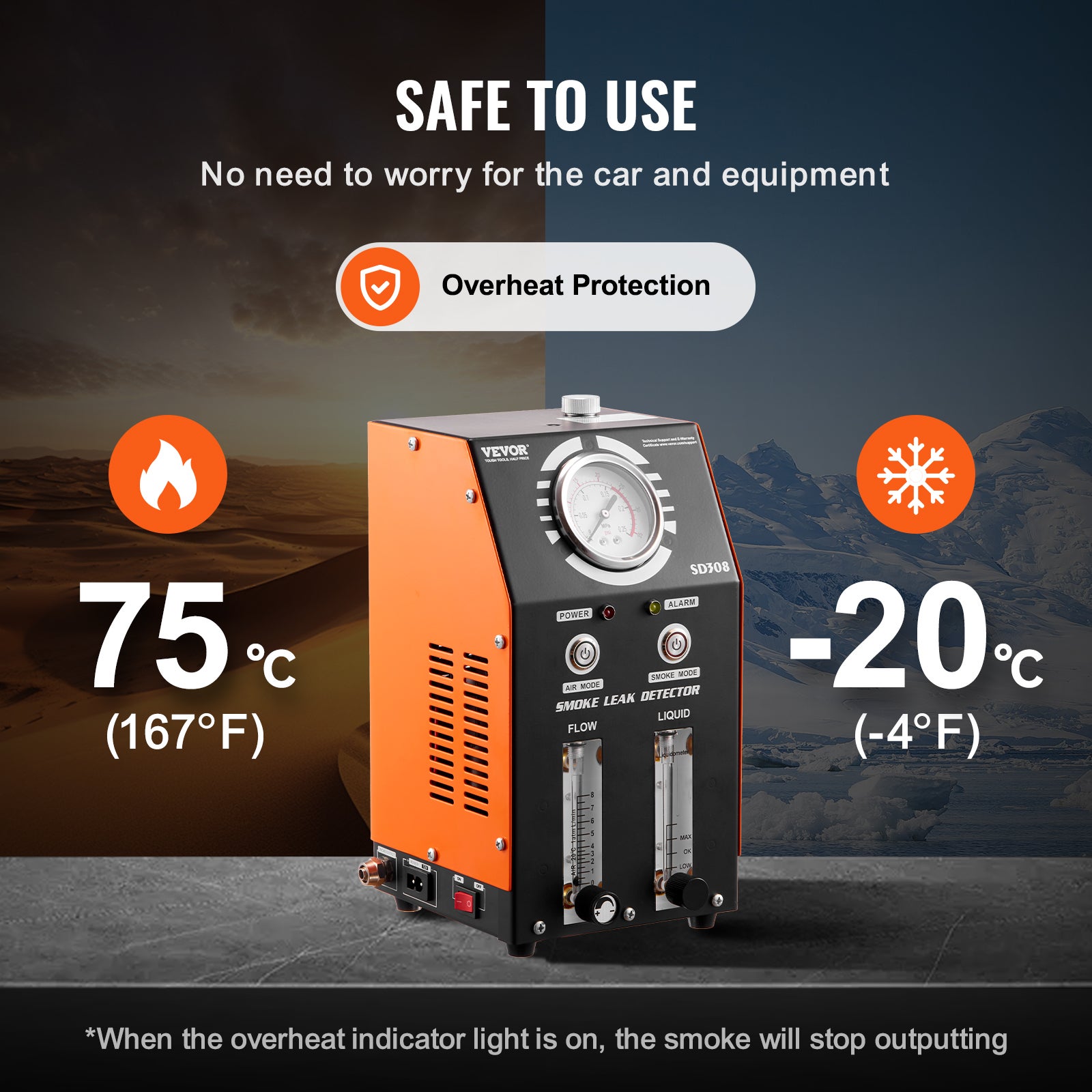 Détecteur fuite carburant,VEVOR 2 modes,avec pompe intégrée,manomètre,niveau d'huile et débitmètre,outil de diagnostic du système d'échappement - 6