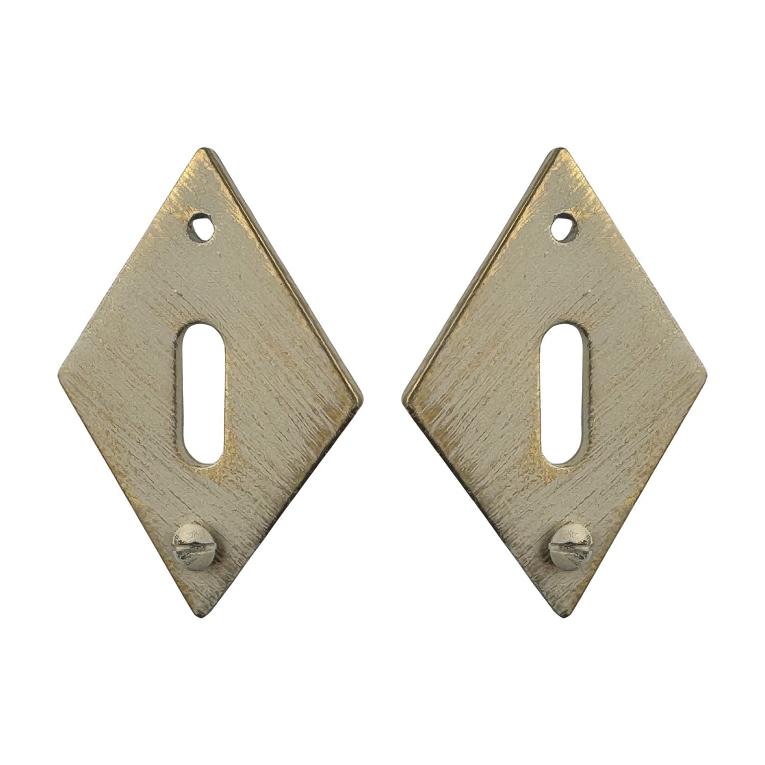 2 rosaces de poignée de porte losanges Ellix entrée de clé, Fer aspect ivoir or - 3