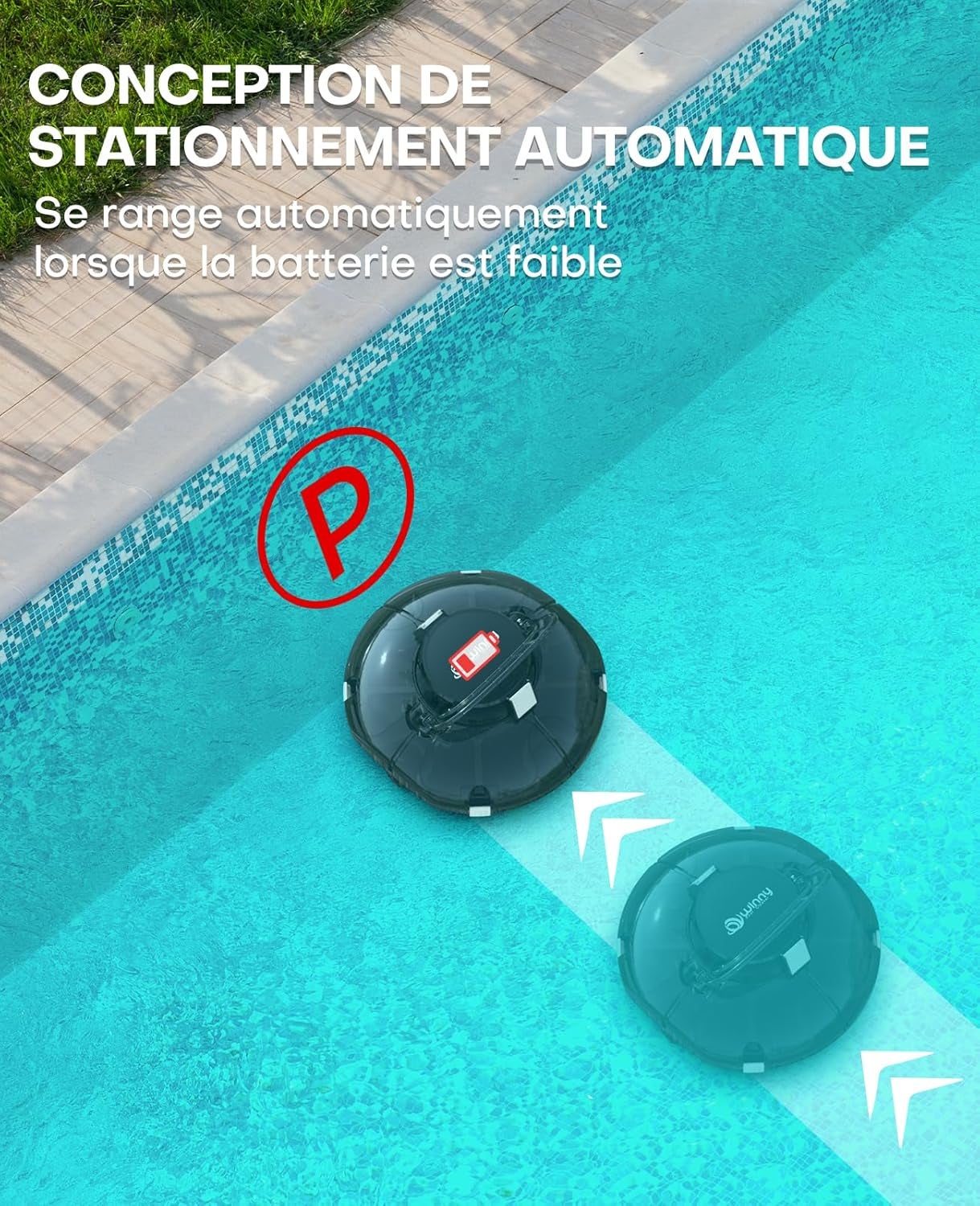 Robot de Piscine Sans Fil WINNY 200 Idéal pour Piscines Hors Sol Double Filtration, Autonomie 75 min, Léger et Compact - 4
