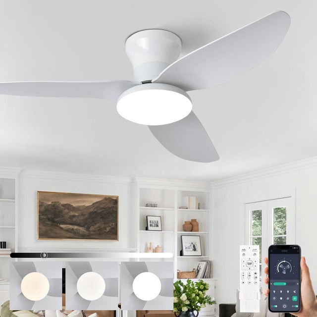 Ventilateur De Plafond Silencieux Avec Lumiere Et Telecommande, Lustre Avec Ventilateur 3 Pales, Dimmable,6 Vitesses, Ventilo Plafond LED,100CM
