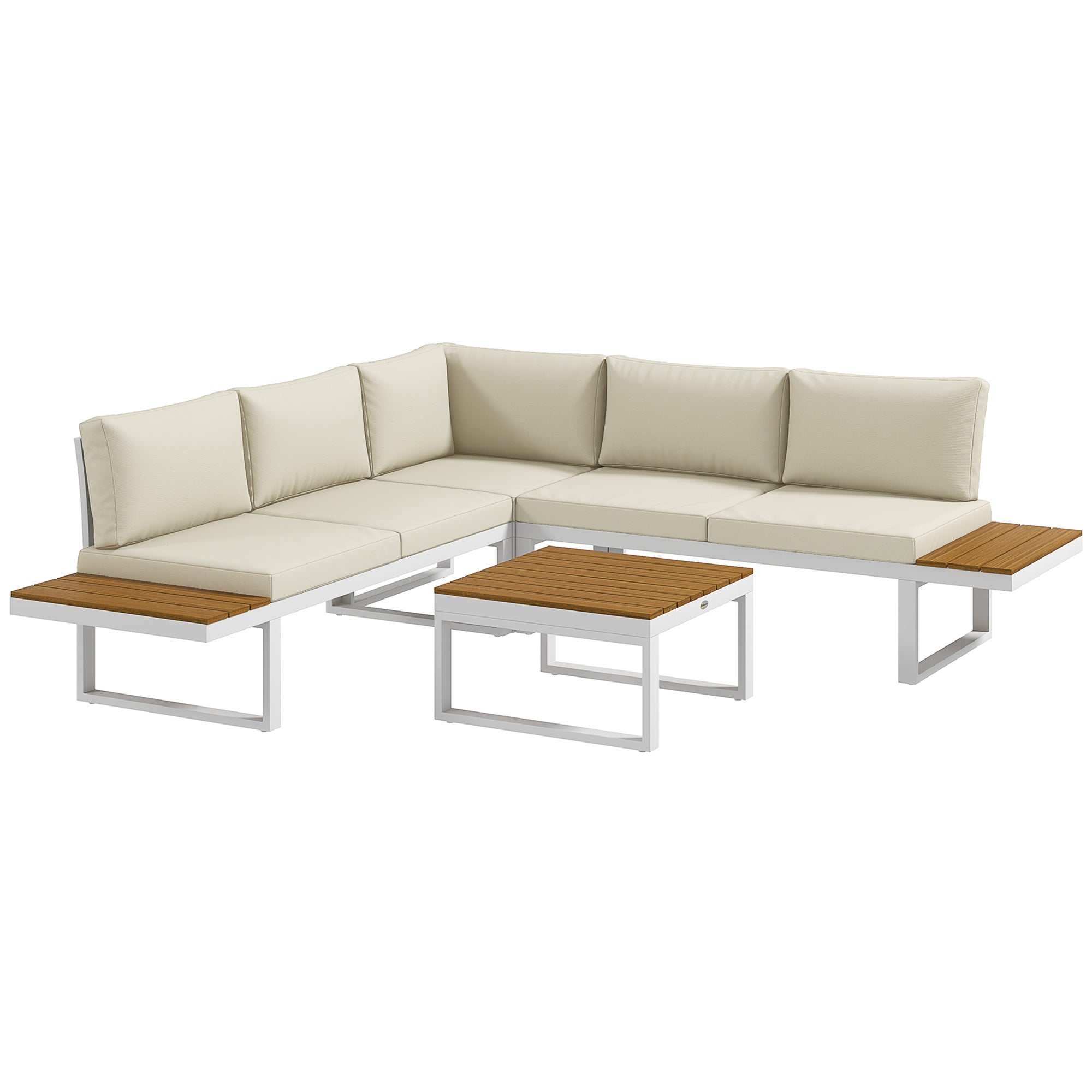 Outsunny  Muebles De Jardín Acero, Poliéster 134X61x65 Cm Crema , Leroy Merlin