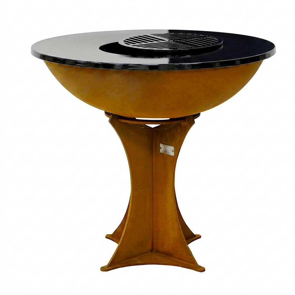 France Braseros | Braséro Plancha Grill Barbecue en Acier Corten Ø100cm avec un Socle Etoile | Jardin, Terrasse, Extérieur - 2