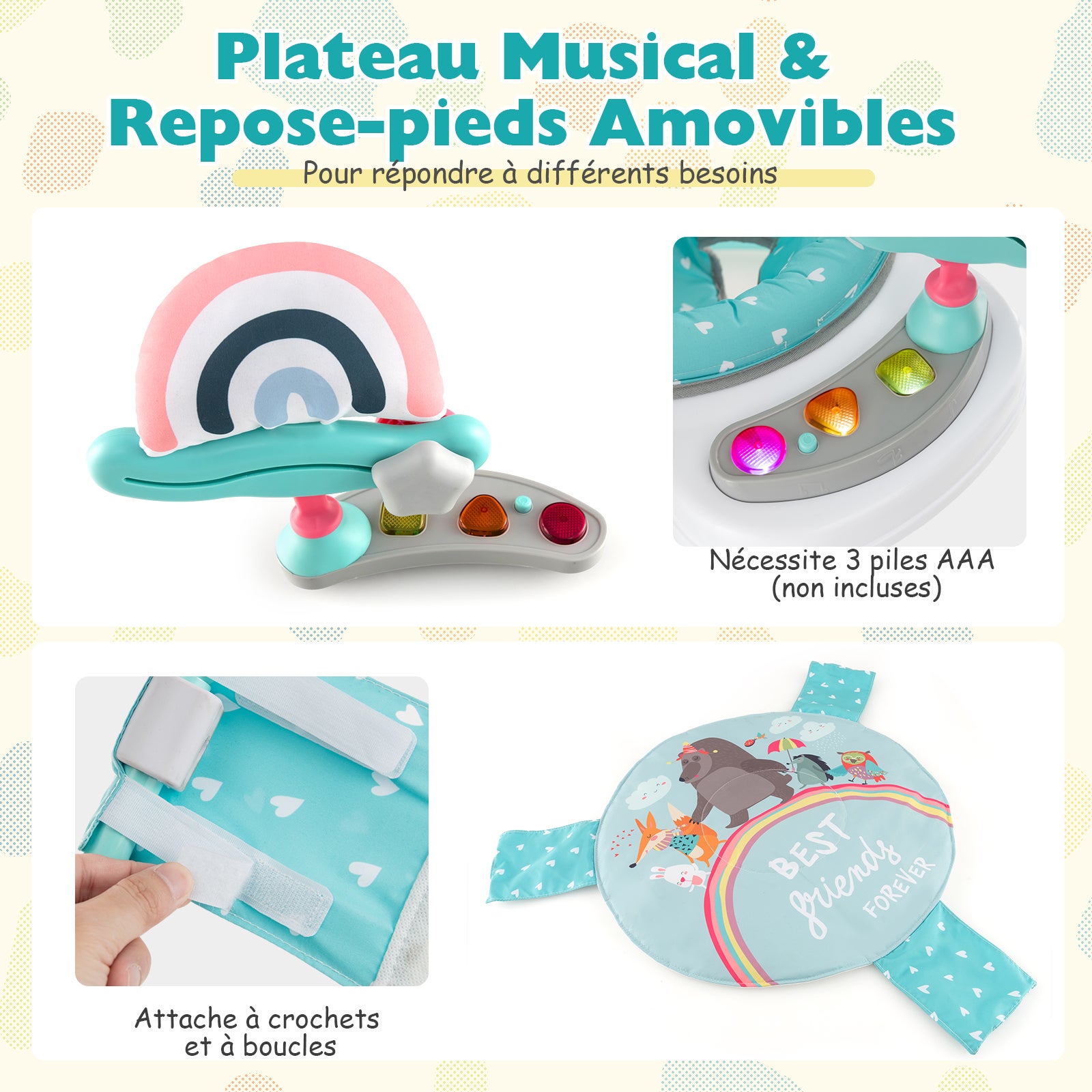 Jumperoo per Bambini, Centro attività Saltella con Altezza Regolabile, Gioco Saltellante con Sedile Girevole a 360°, Saltarello per Neonati co - 5