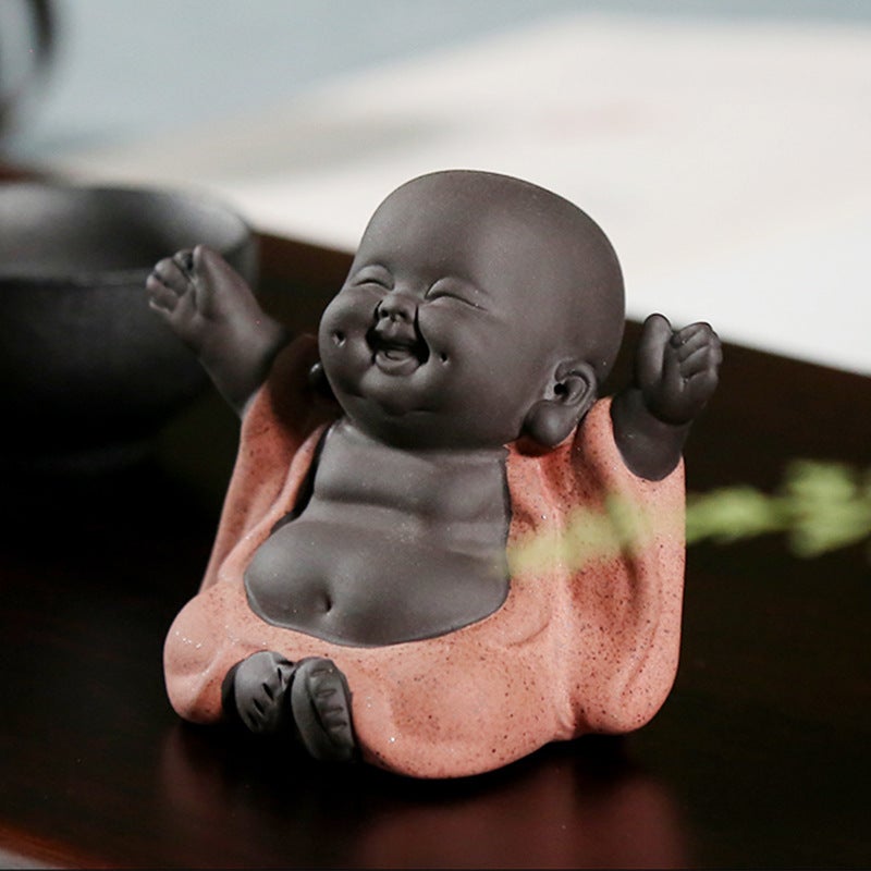 Figurine De Petit Moine En Résine - Décoration Mignonne Et Zen Pour La Maison, Bureau Ou Salon De Thé - 7