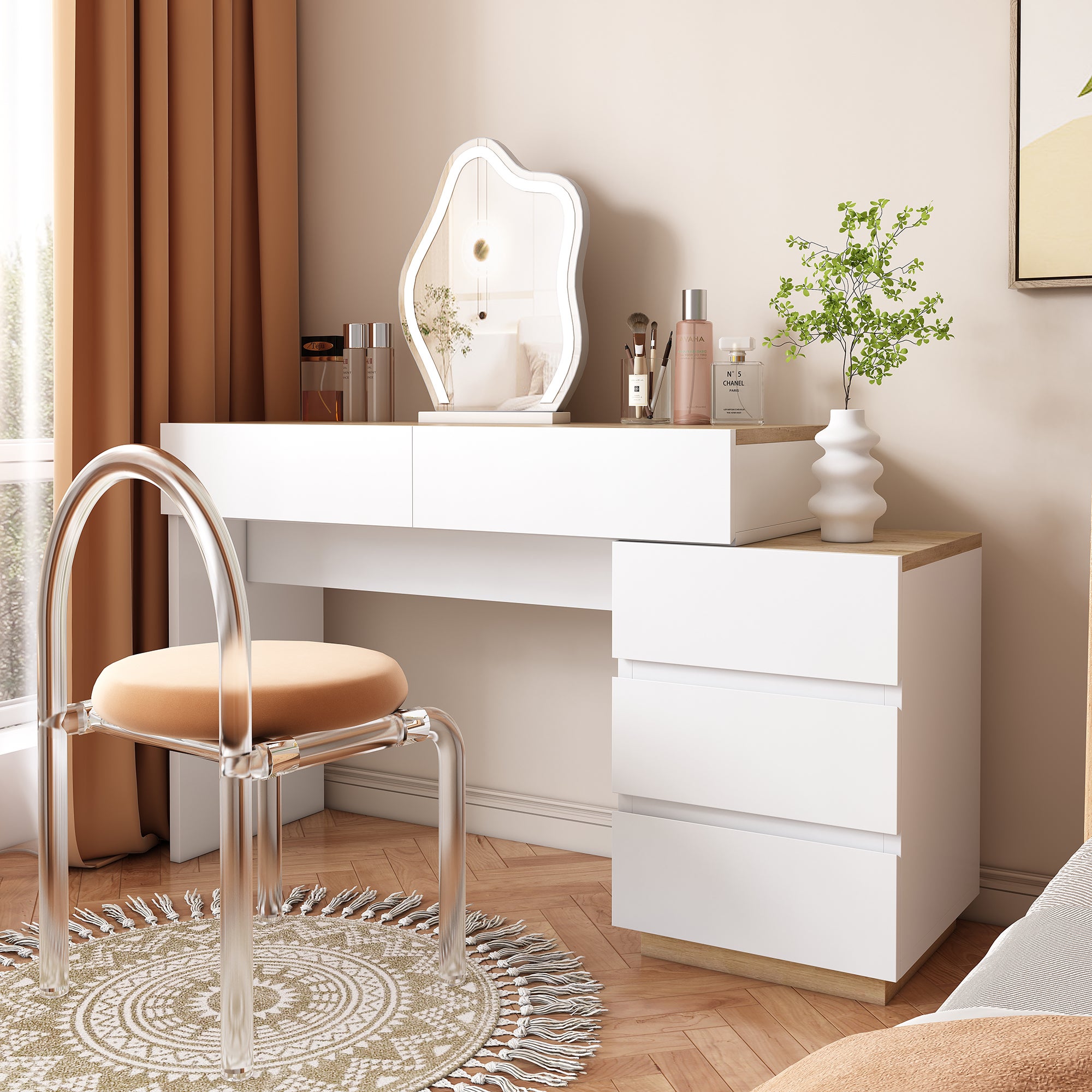 Coiffeuse sans miroir en MDF Blanc H. 125 x l. 76 x P. 38.9 cm - 2