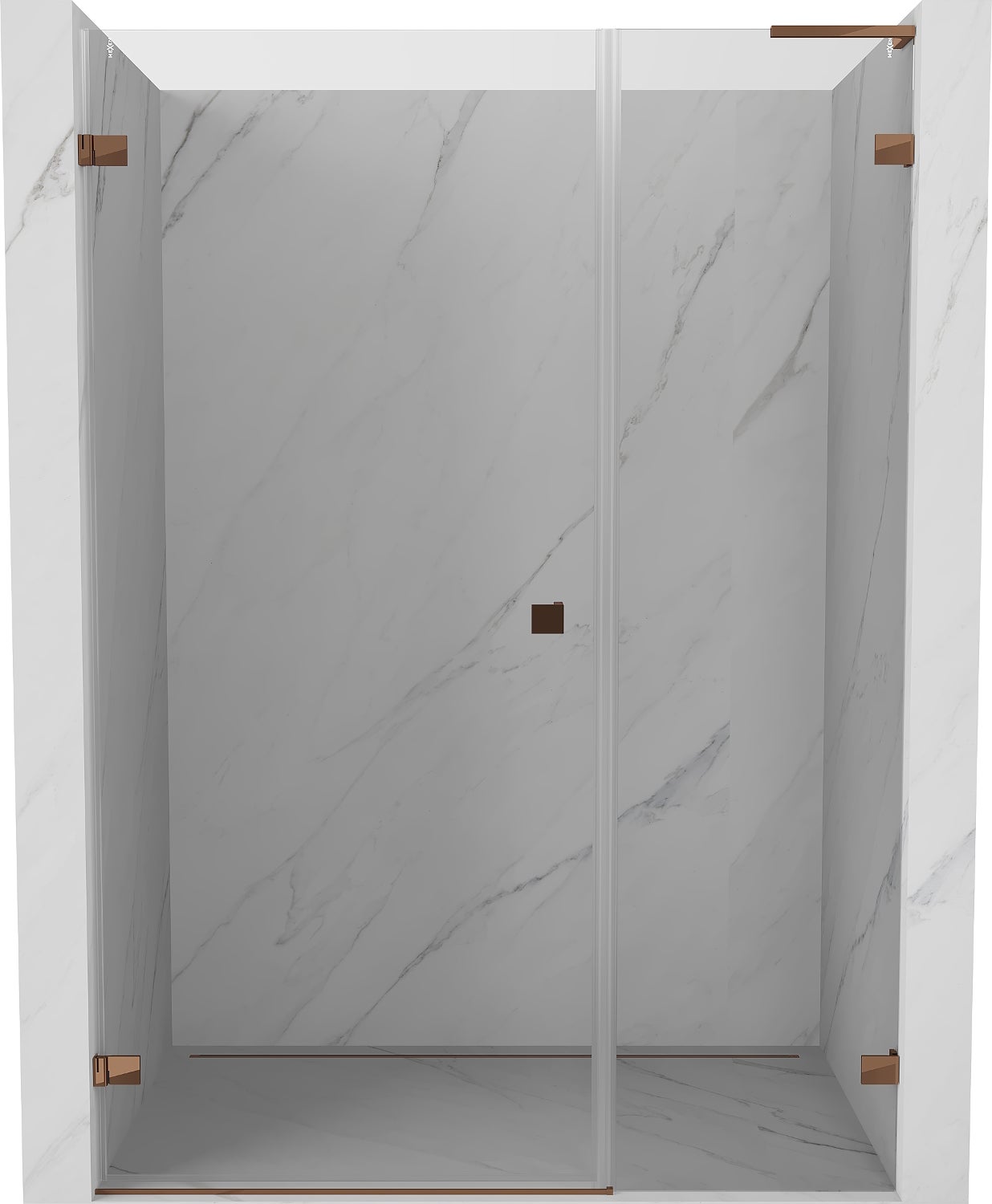 Mexen Lunar-B L drzwi prysznicowe uchylne lewe 130 cm, transparent, różowe złoto - 832SL-130-050-60-00-L