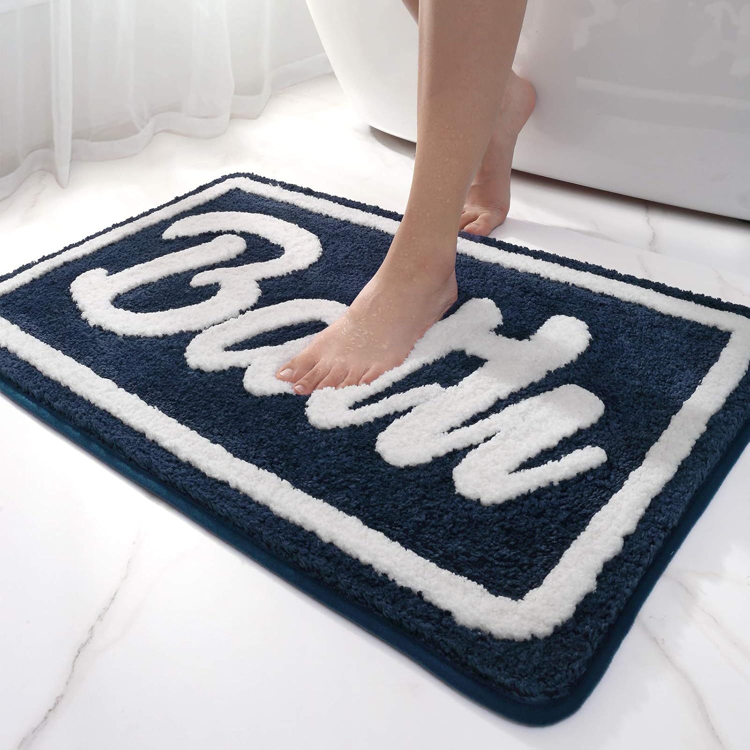 Mata łazienkowa antypoślizgowa, miękka mata łazienkowa z mikrofibry, chłonna mata prysznicowa, nadająca się do prania w pralce, 40 x 60 cm - ciemnoni