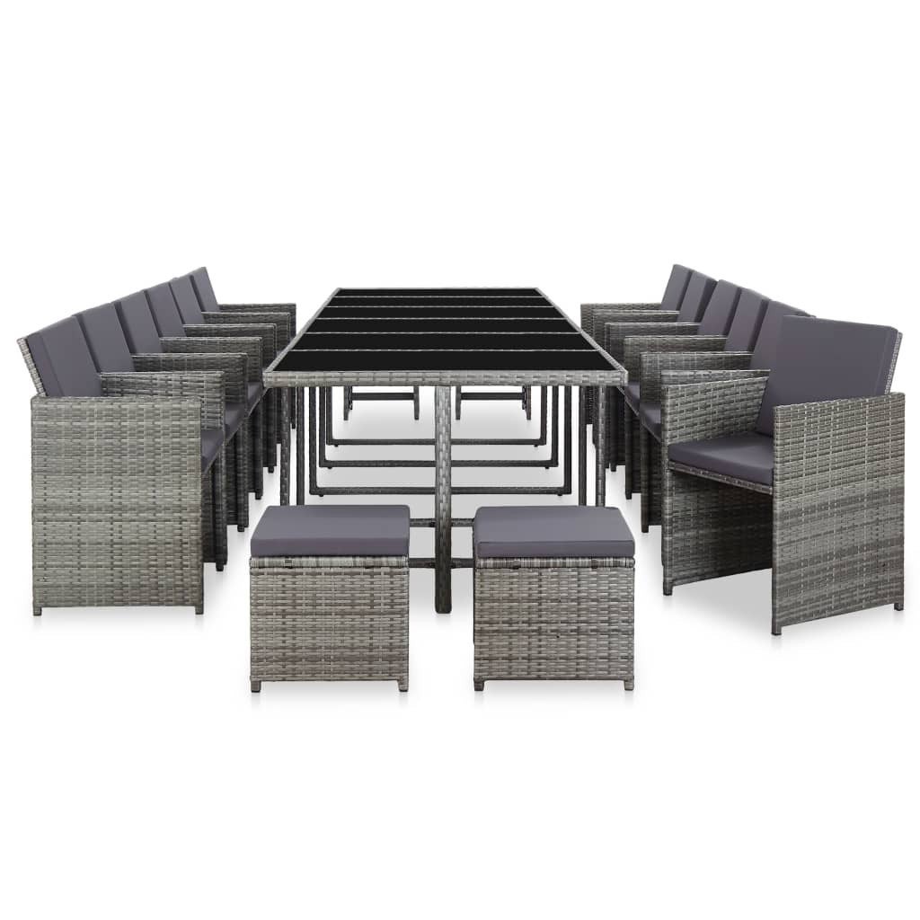 Salon de jardin 17 pcs avec coussins Résine tressée Anthracite 2 - 3