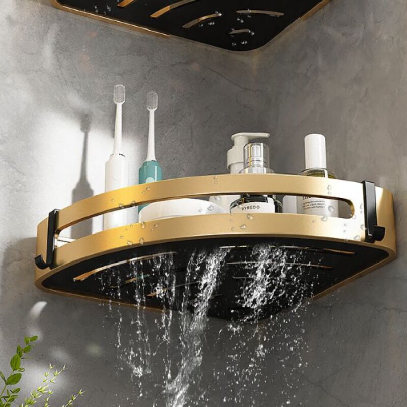 Ensemble de 2 paniers de douche d'angle, étagère de salle de bain sans perçage, panier de rangement triangulaire en acier inoxydable - 3