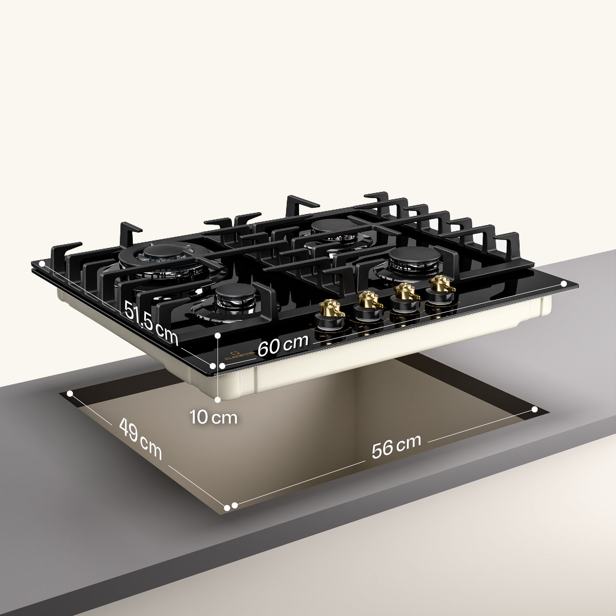 Klarstein Victoria 4 Zones cuisinière à gaz 4 feux vitrocéramique noire - 8