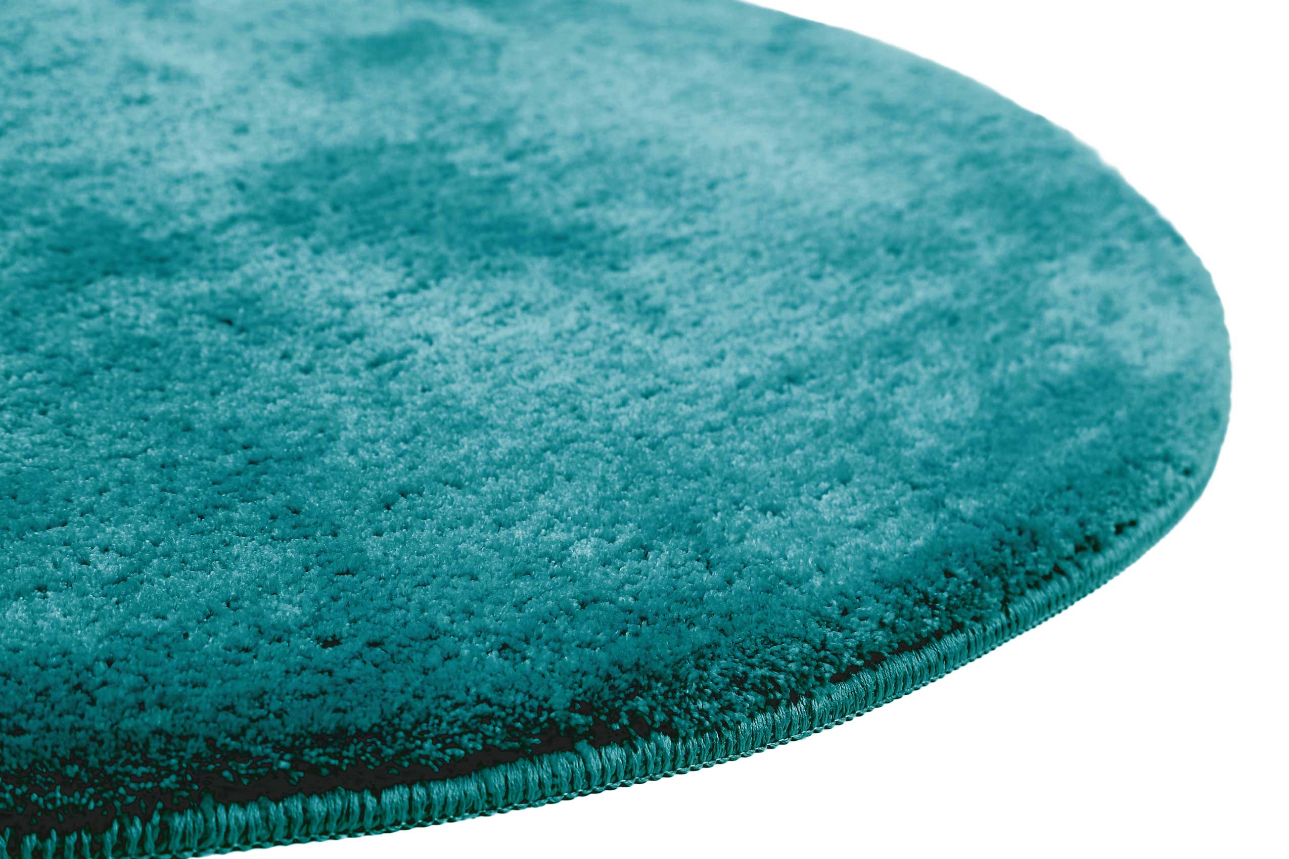 Tapis de bain rond 90 rd. doux turquoise uni JORIS - 3