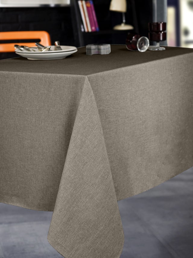 CALITEX Tovaglia Rettangolare In Tessuto Antimacchia 150x250 Cm - Colore Grigio Scuro Modello Ombra - 100% Poliestere - Lavabile A 40°