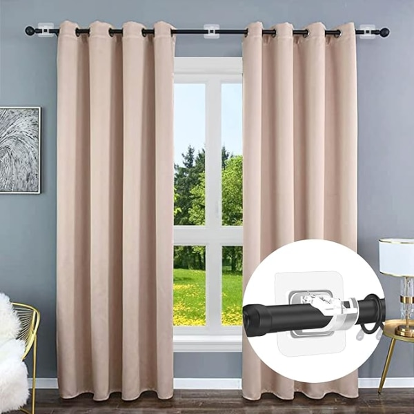 Supporto Per Asta Tende Senza Fori - Confezione Da 2, Autoadesivo E Trasparente, Per Tende Da Bagno E Organza, Fino A 2kg