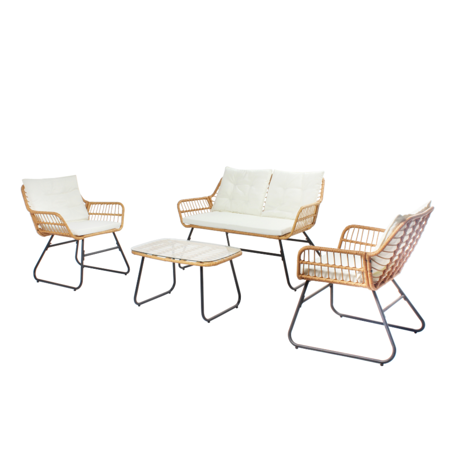 Salon bas de jardin en Acier Marron 4 personnes - 2