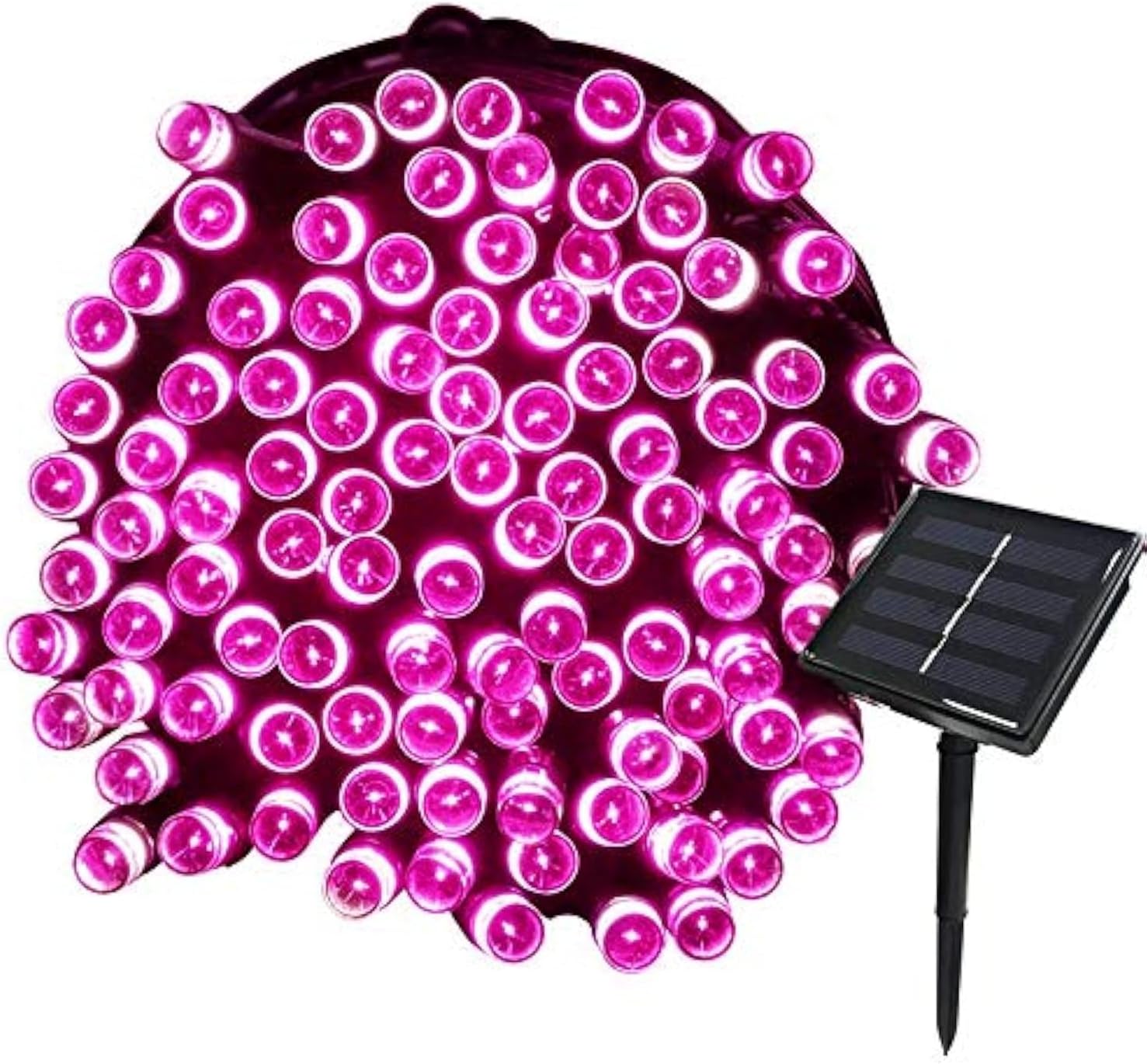 12-metrowe lampki choinkowe zasilane energią słoneczną, 100 diod LED, 8 trybów, wodoodporne, idealne do ogrodu, na wesele, przyjęcie urodzinowe, różo